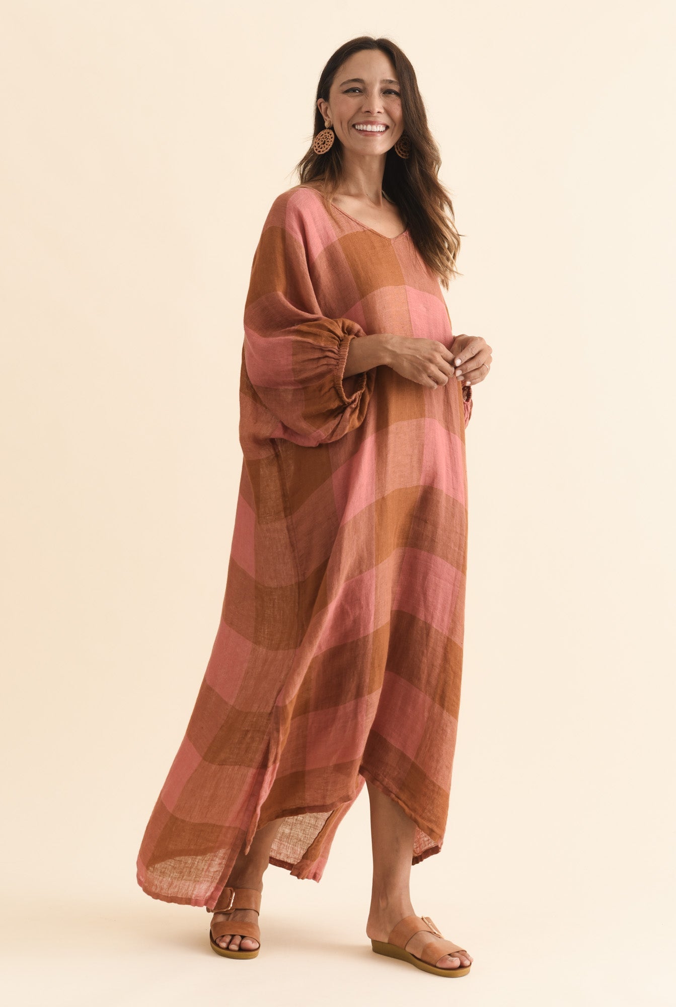 Marcel Orange Check Linen Dress