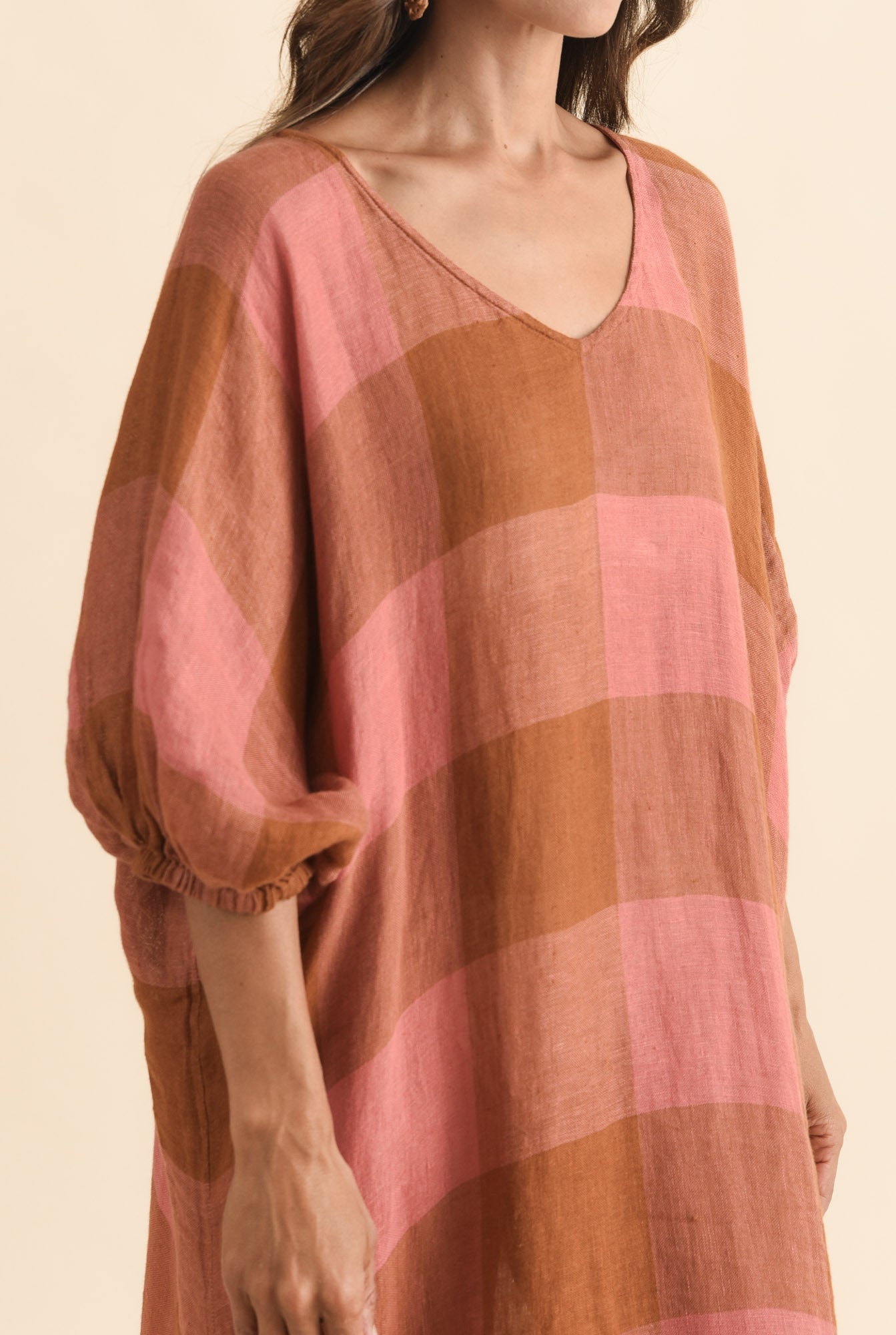 Marcel Orange Check Linen Dress