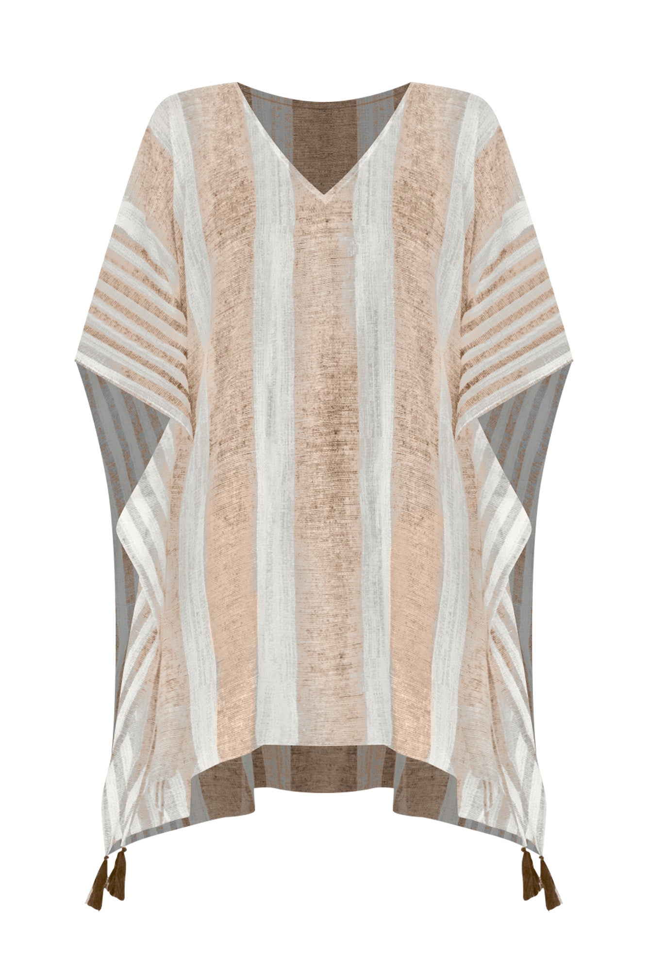 Stella Taupe Stripe Cotton Kaftan