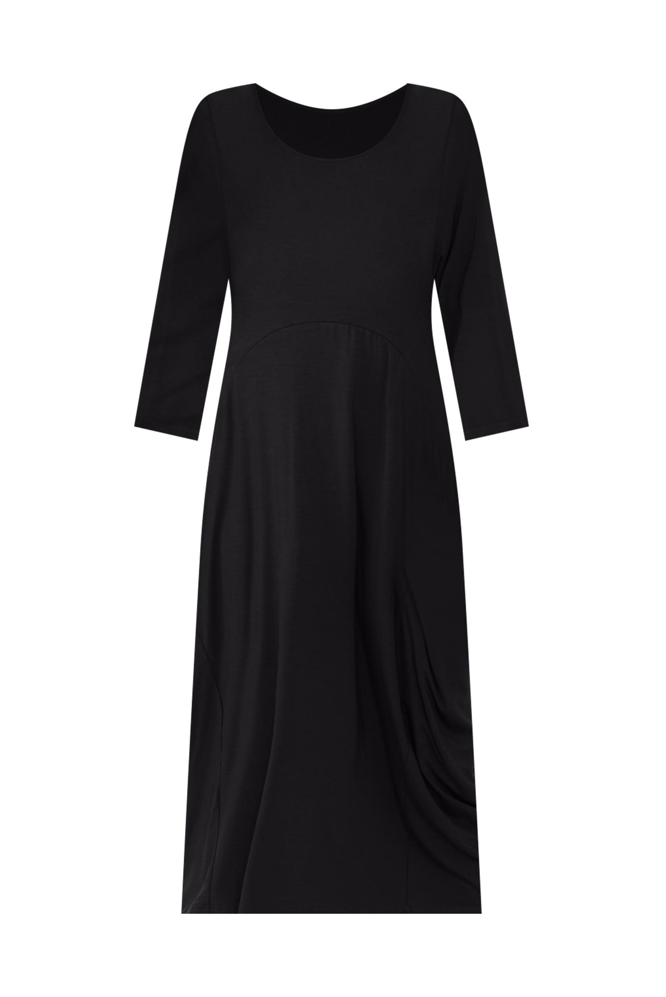 Glenda Black Sleeved Crescent Dress
