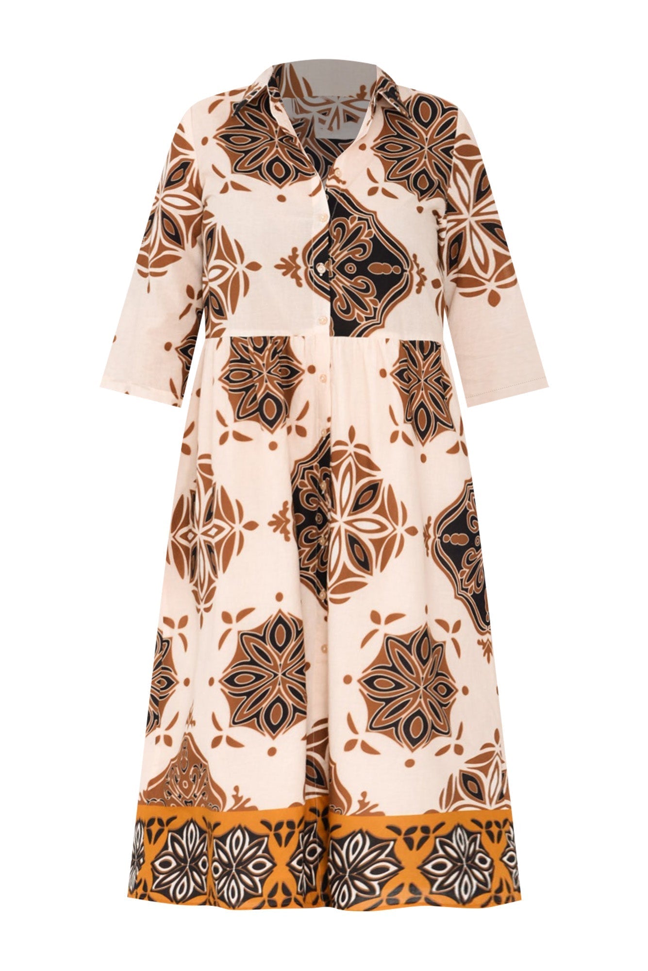 Madelina Brown Mosaic Cotton Dress
