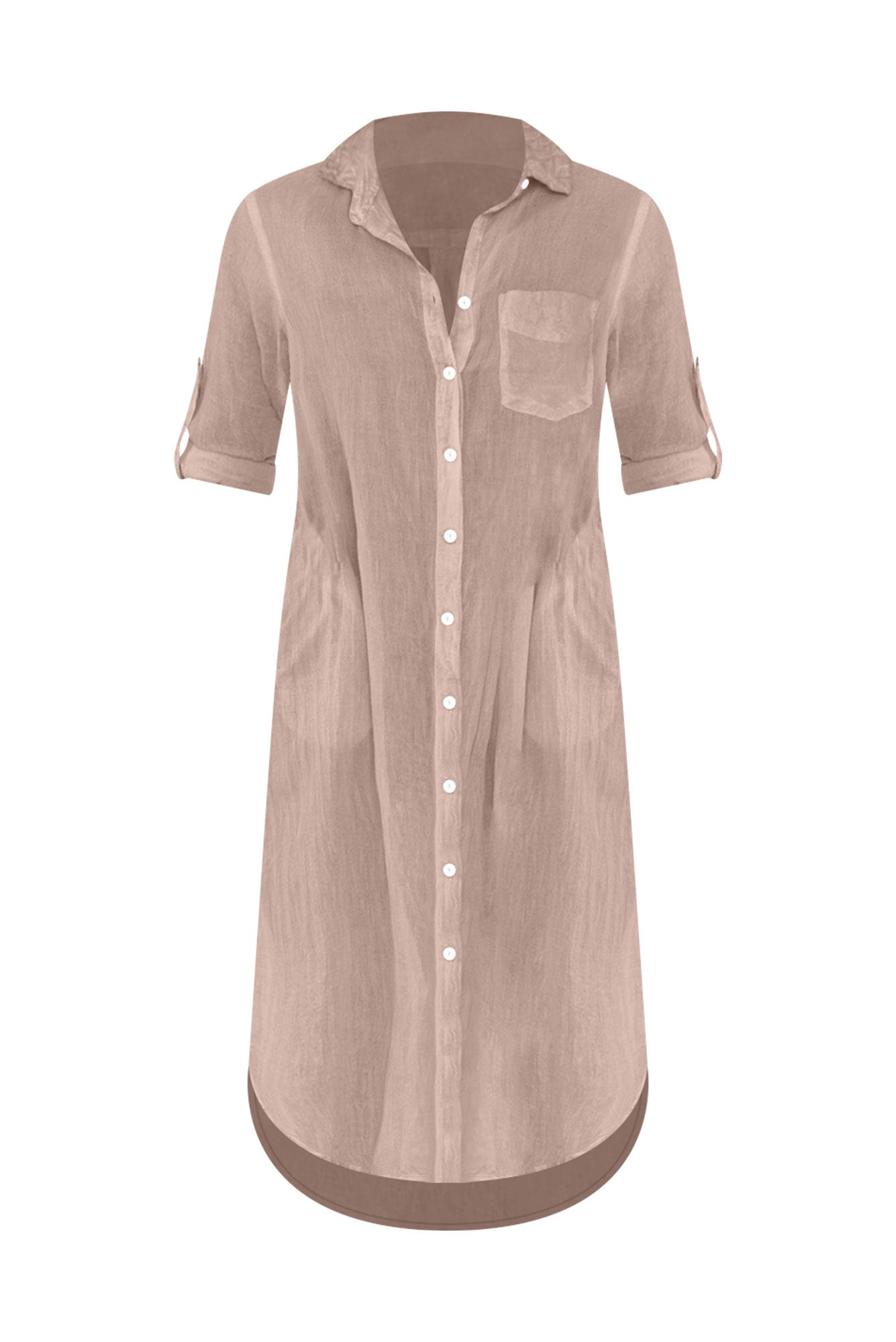 Hailey Taupe Cotton Button Kaftan