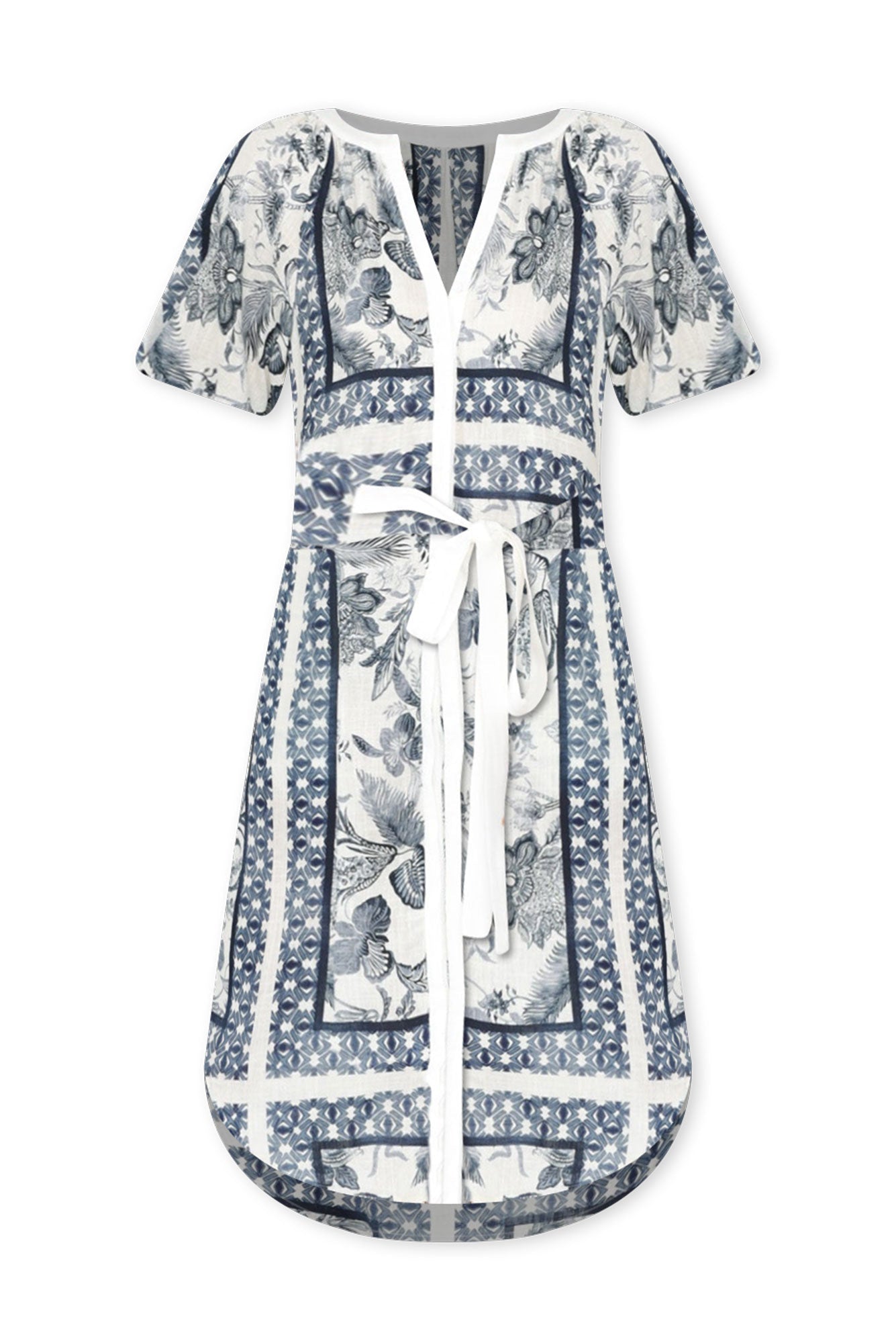 Bijou Ink Floral Linen Blend Dress