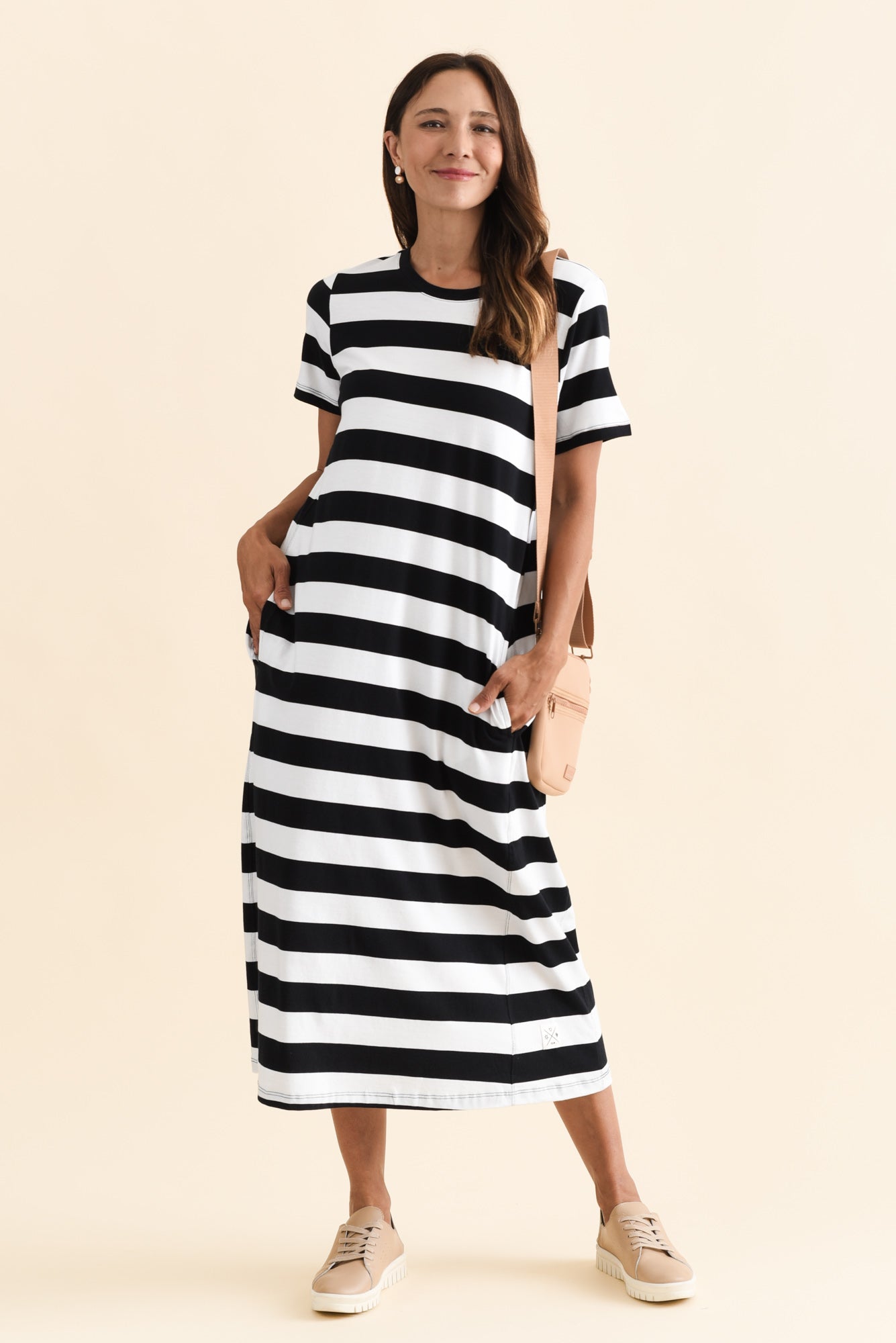 Adira Black Stripe Pocket Dress