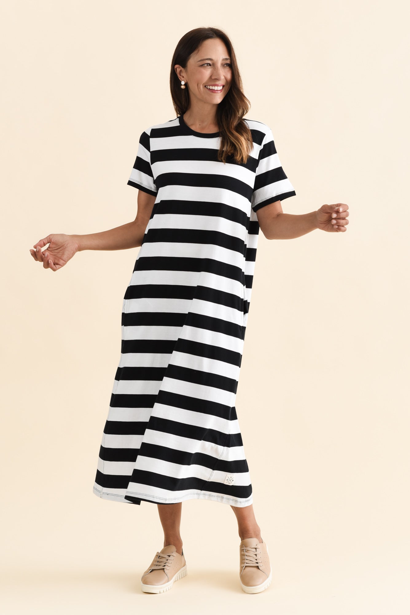 Adira Black Stripe Pocket Dress