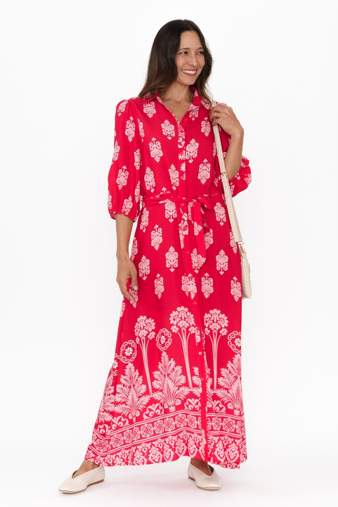 Alivia Red Mosaic Shirt Dress