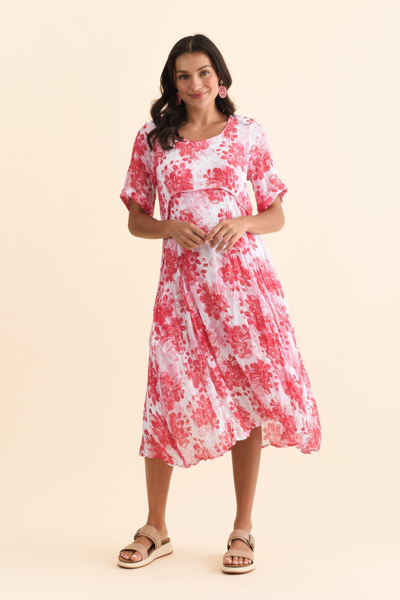 Amberley Red Garden Cotton Blend Dress