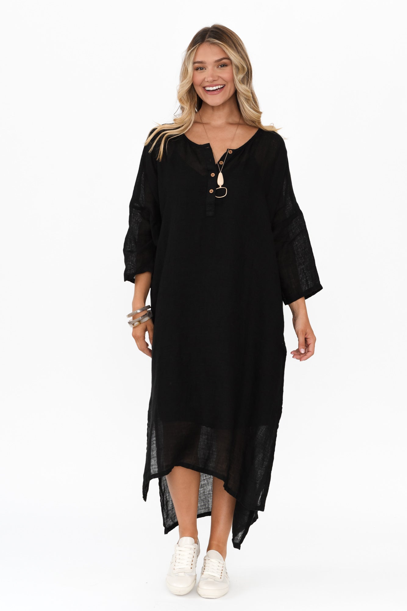 Analia Black Linen Kaftan
