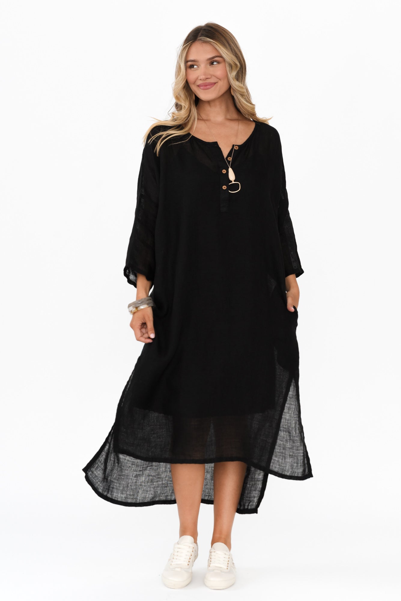 Analia Black Linen Kaftan