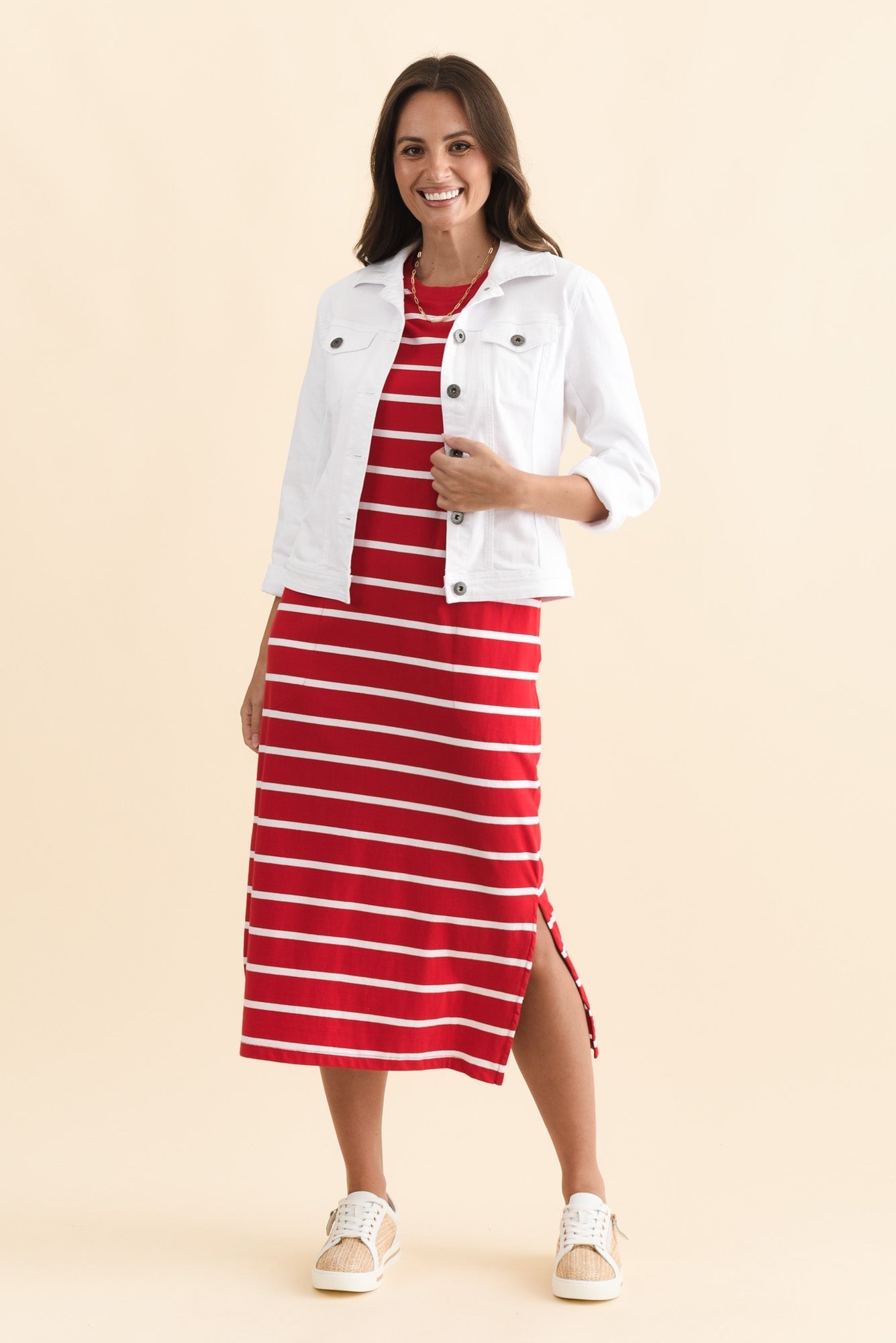 Annaleigh Crimson Stripe Pocket Dress