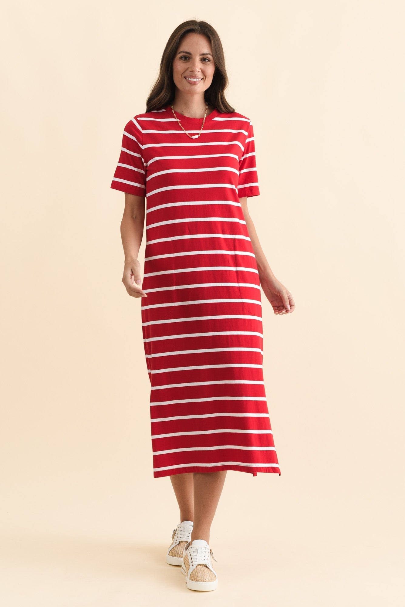 Annaleigh Crimson Stripe Pocket Dress