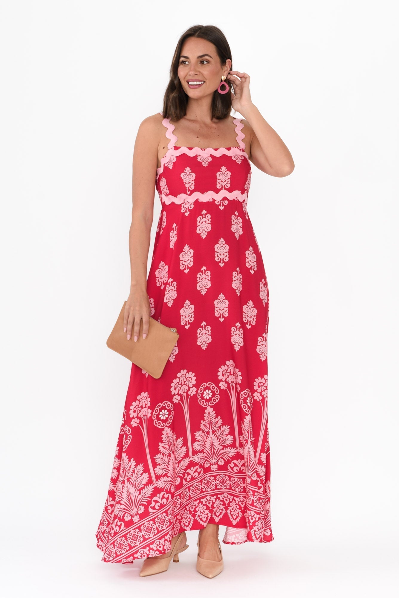 Annalise Red Mosaic Maxi Dress