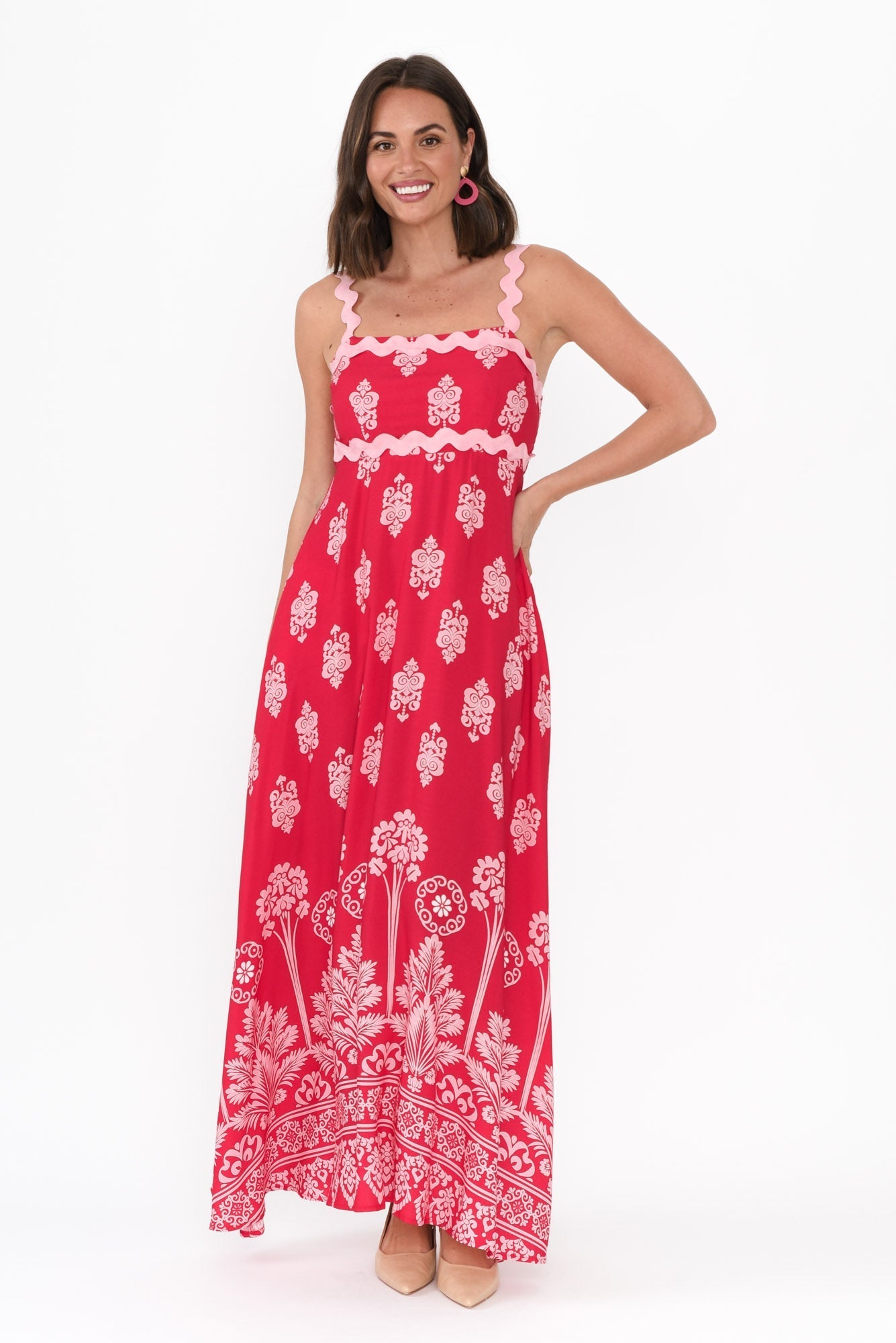 Annalise Red Mosaic Maxi Dress