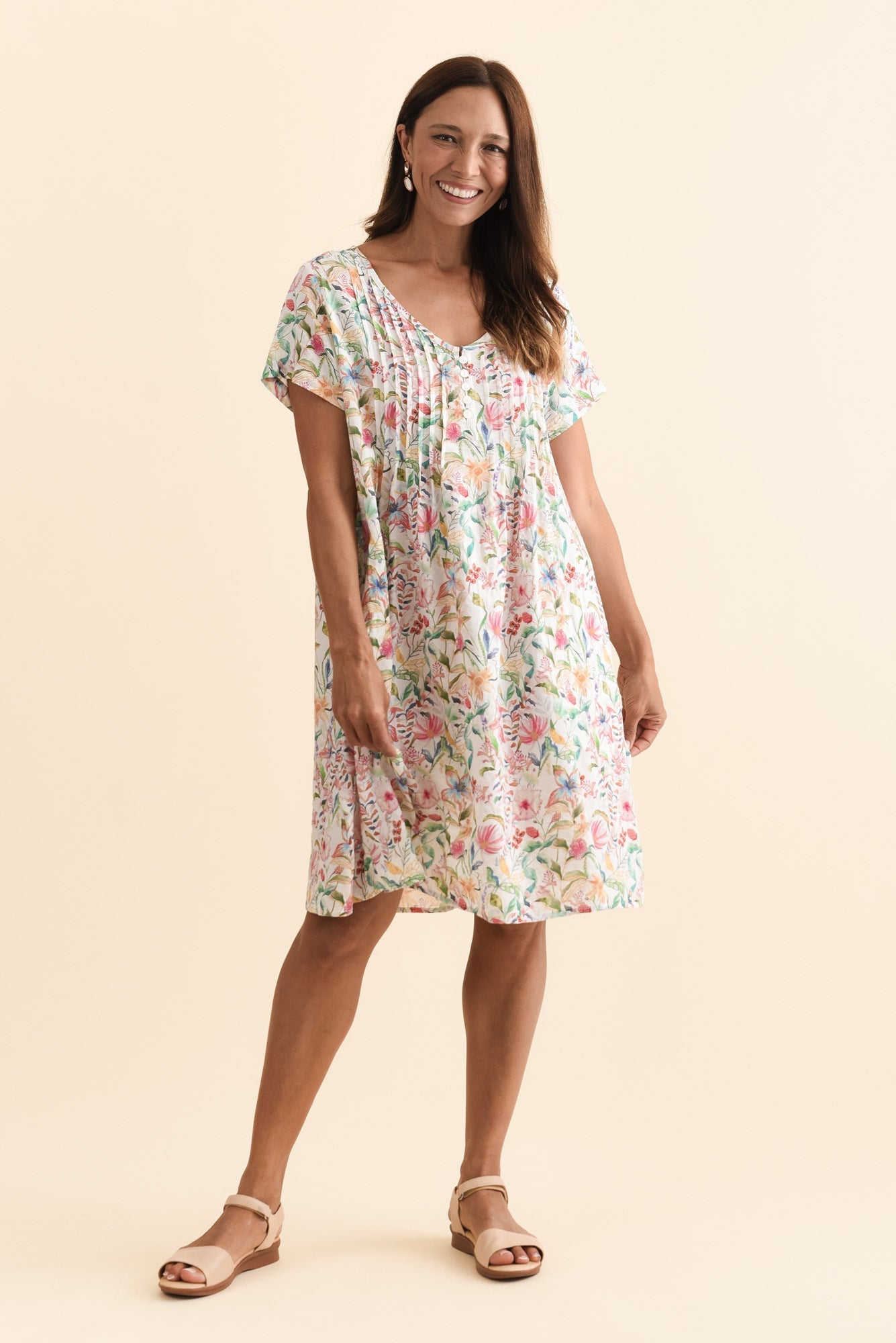 Barry Pink Floral Cotton Button Dress