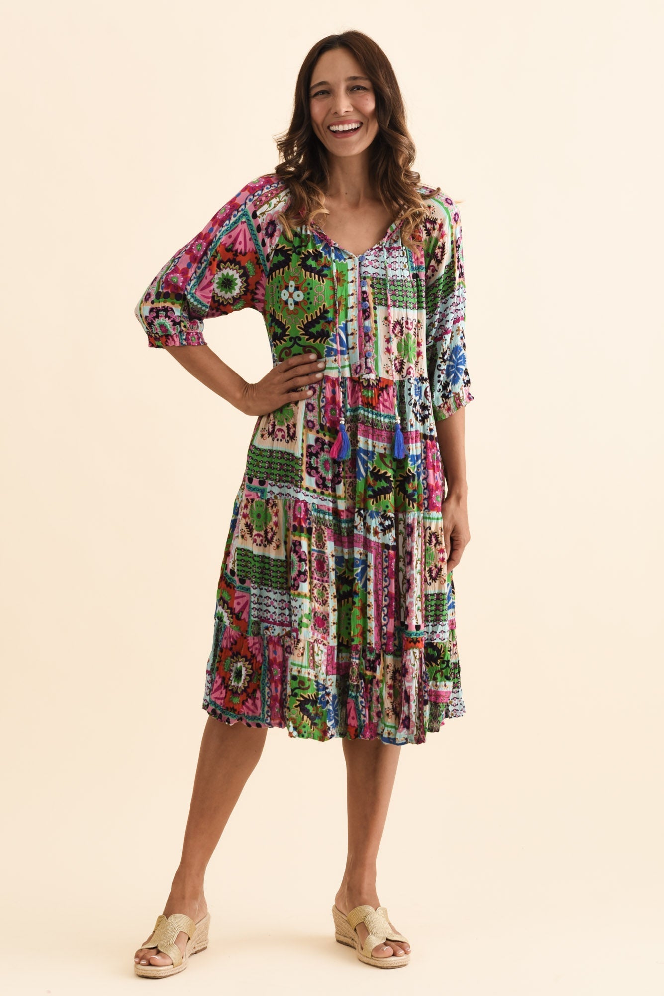 Belmira Green Abstract Pocket Dress