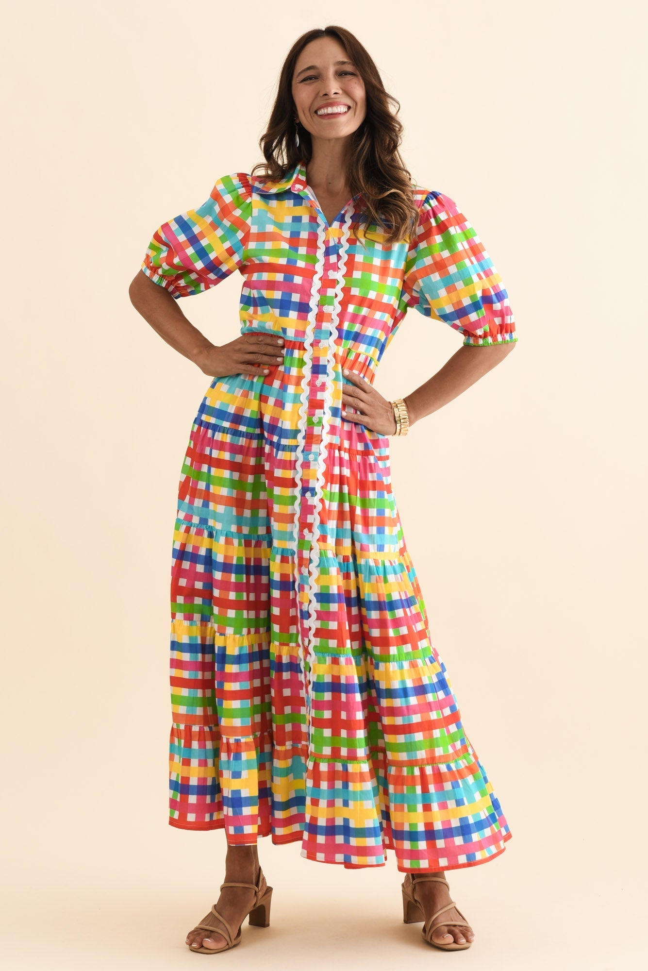Bertie Yellow Check Cotton Dress