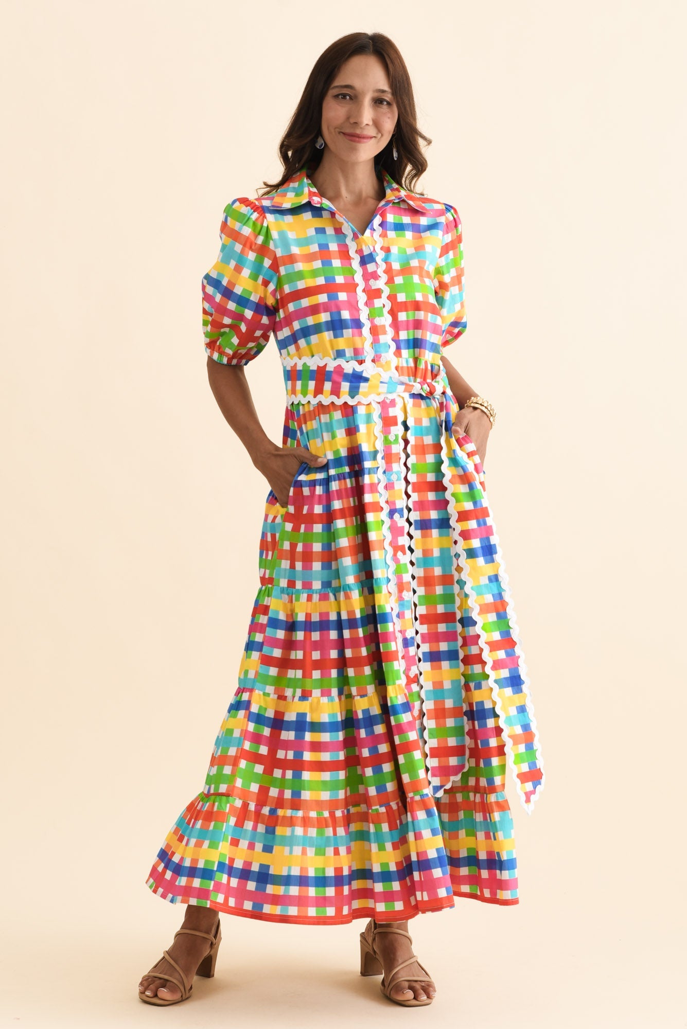 Bertie Yellow Check Cotton Dress