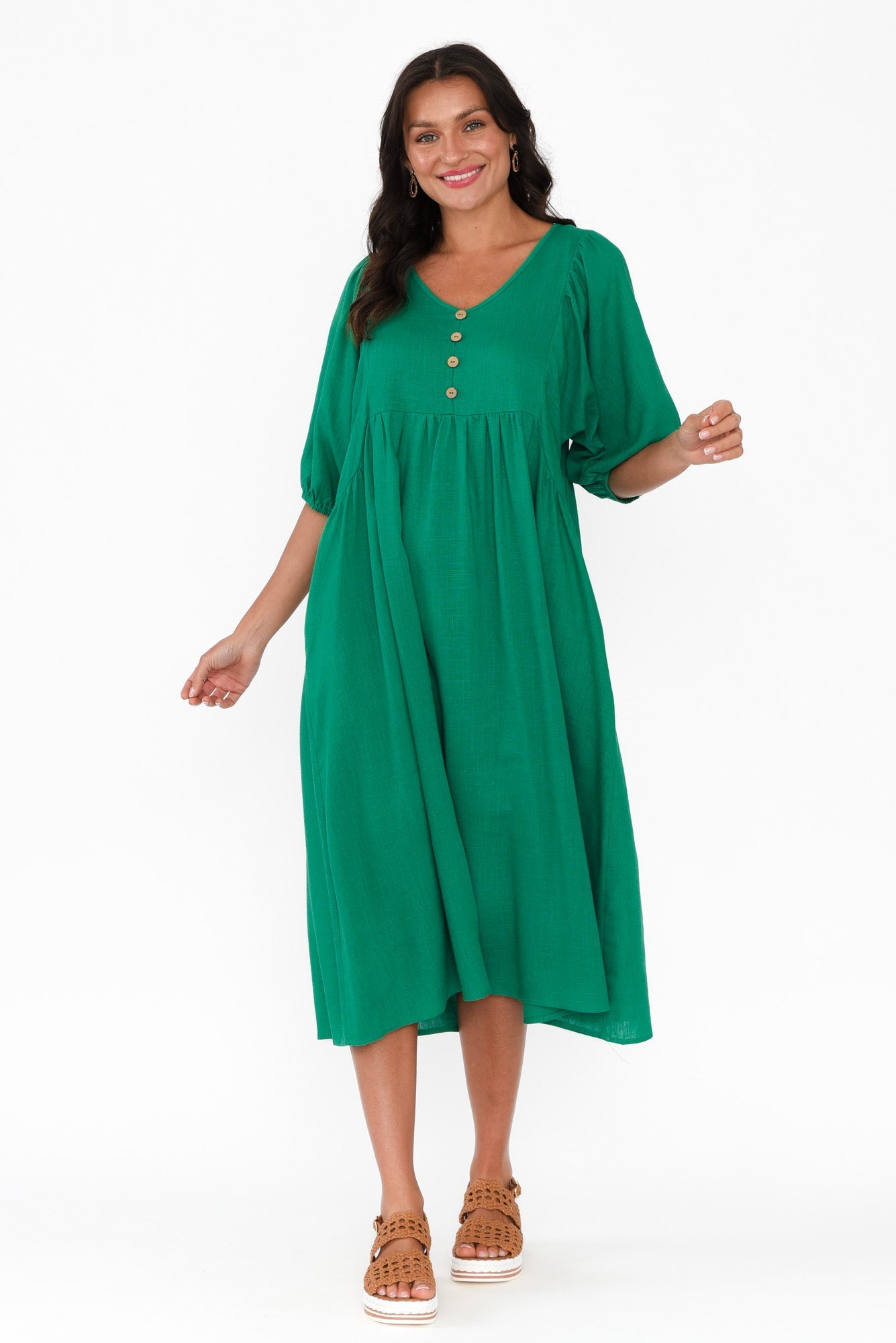 Bethany Green Pocket Midi Dress