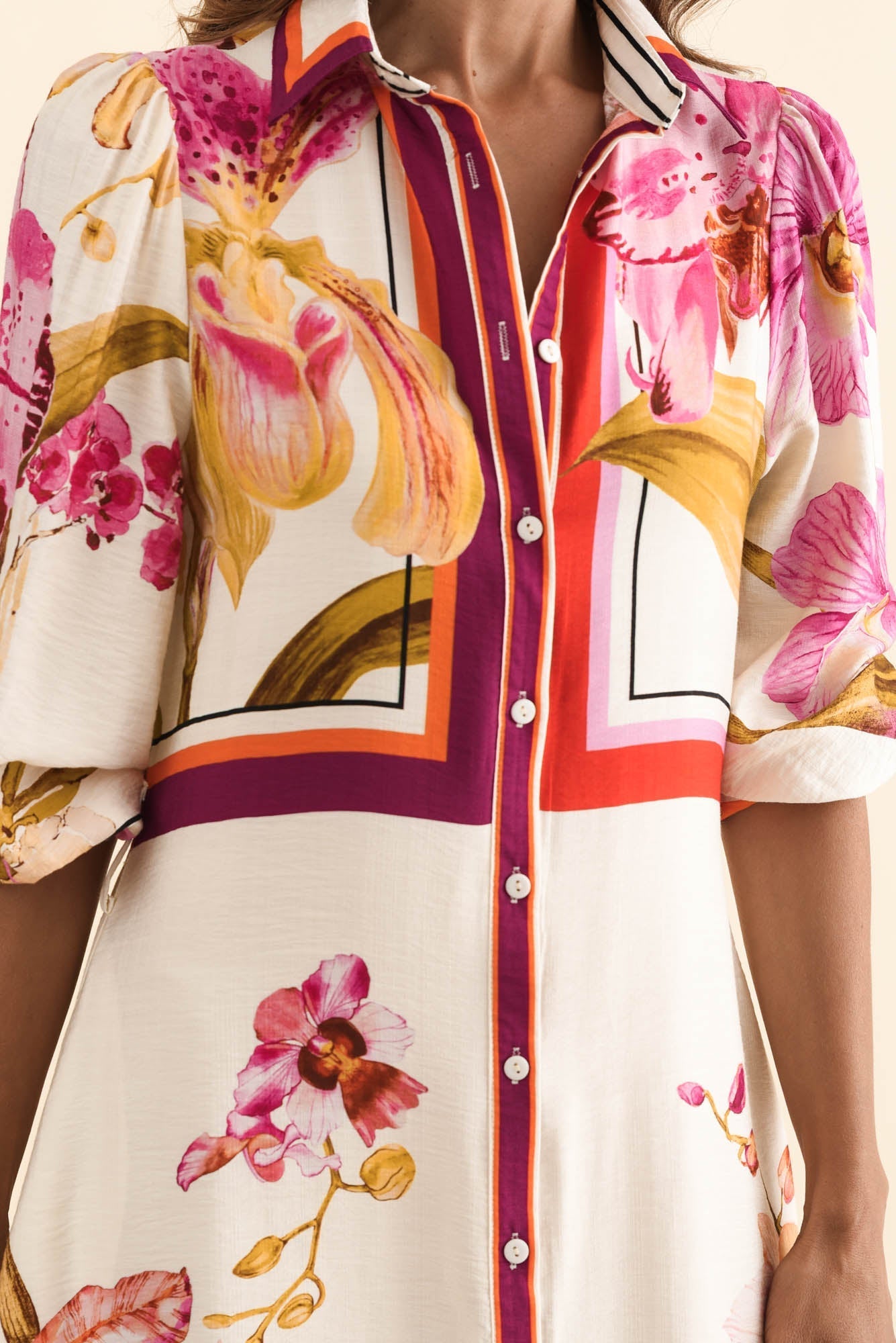Blythe Cream Floral Shirt Dress