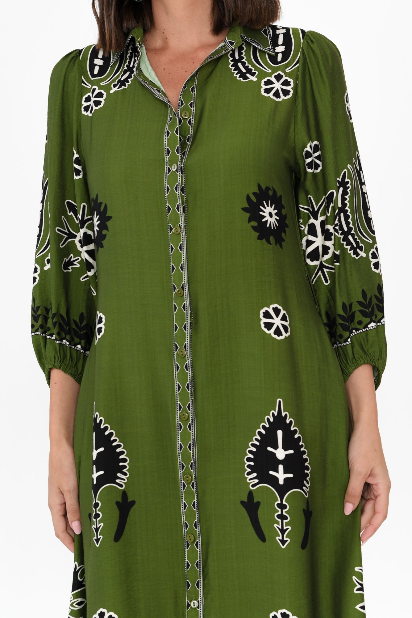 Blythe Green Abstract Shirt Dress
