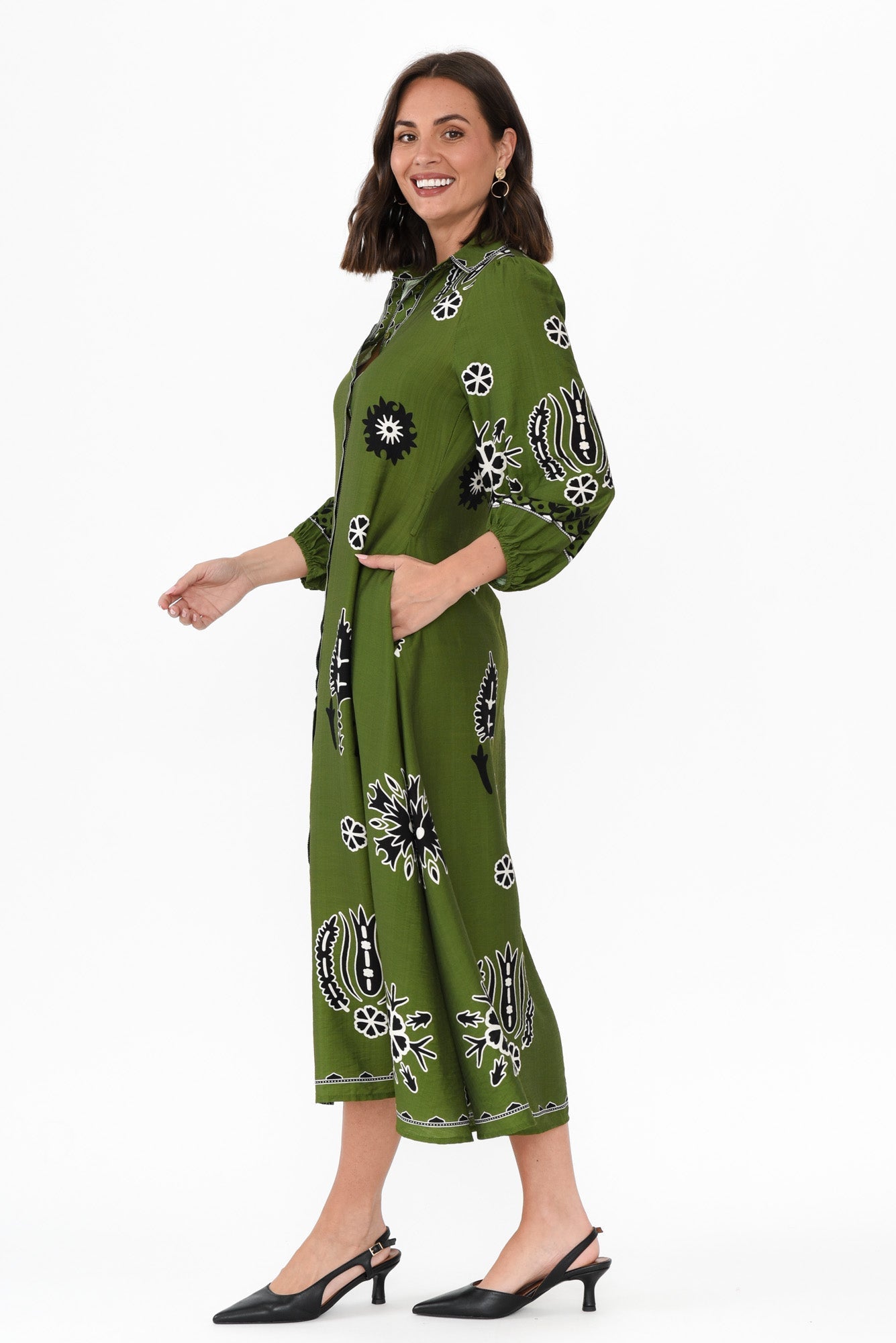 Blythe Green Abstract Shirt Dress
