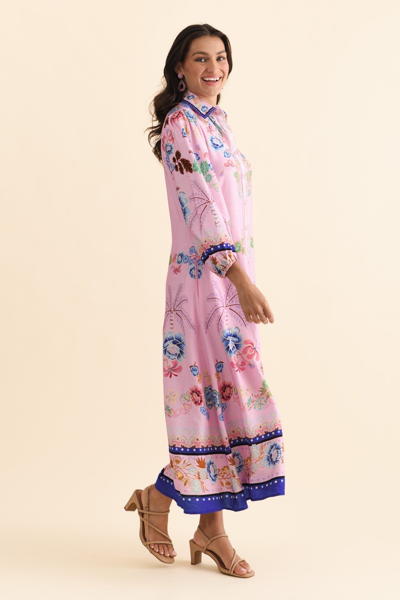 Blythe Pink Floral Shirt Dress