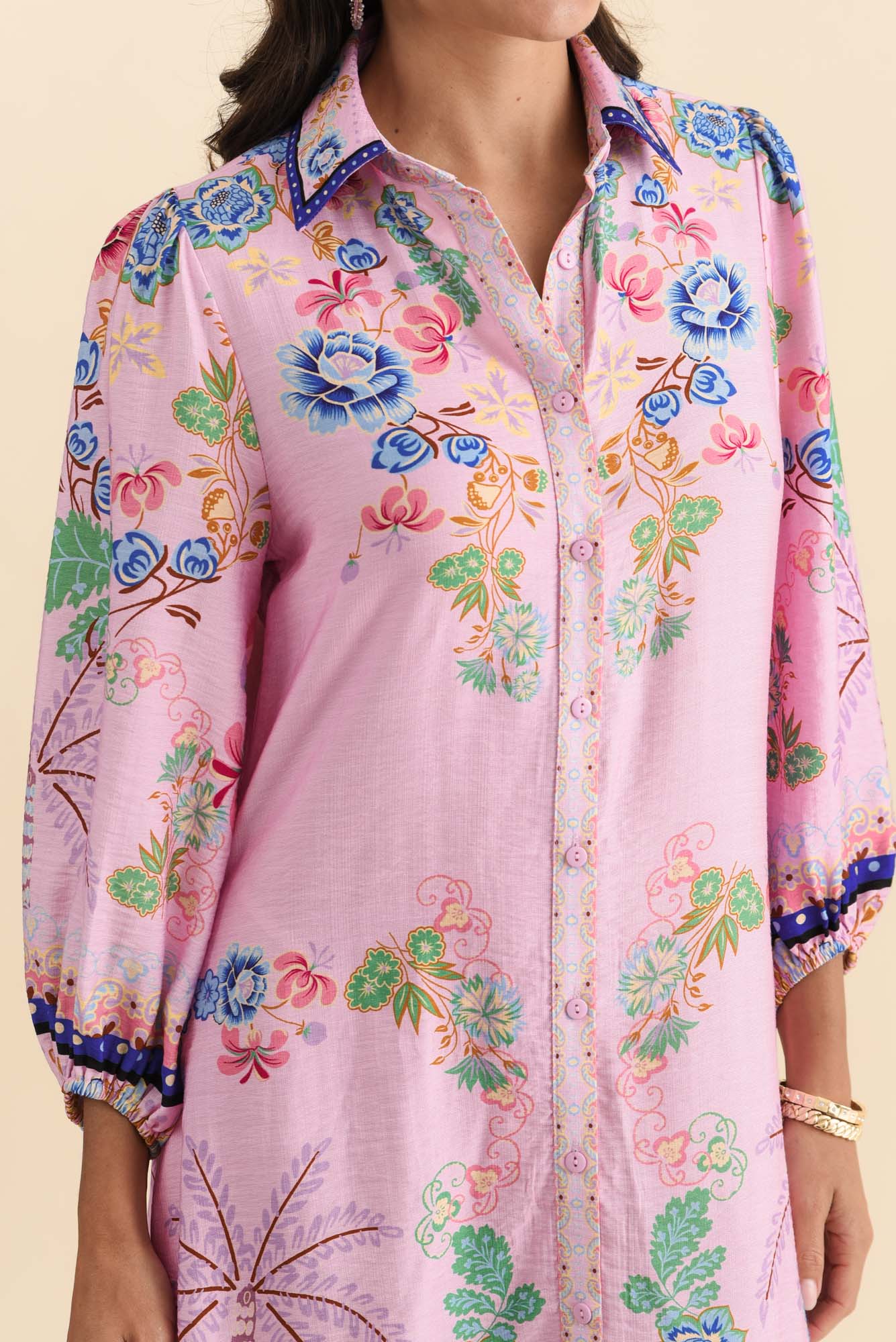 Blythe Pink Floral Shirt Dress