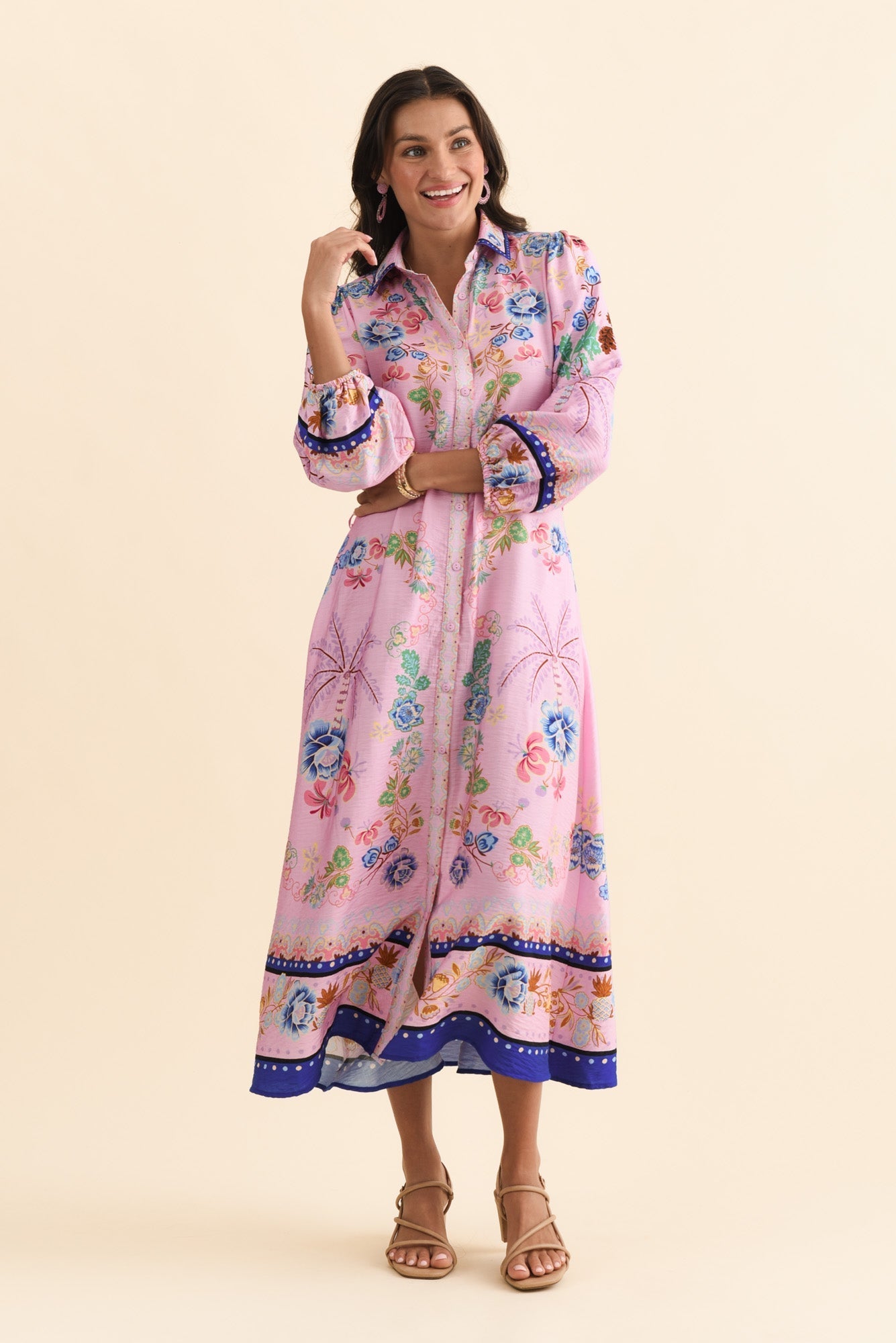 Blythe Pink Floral Shirt Dress