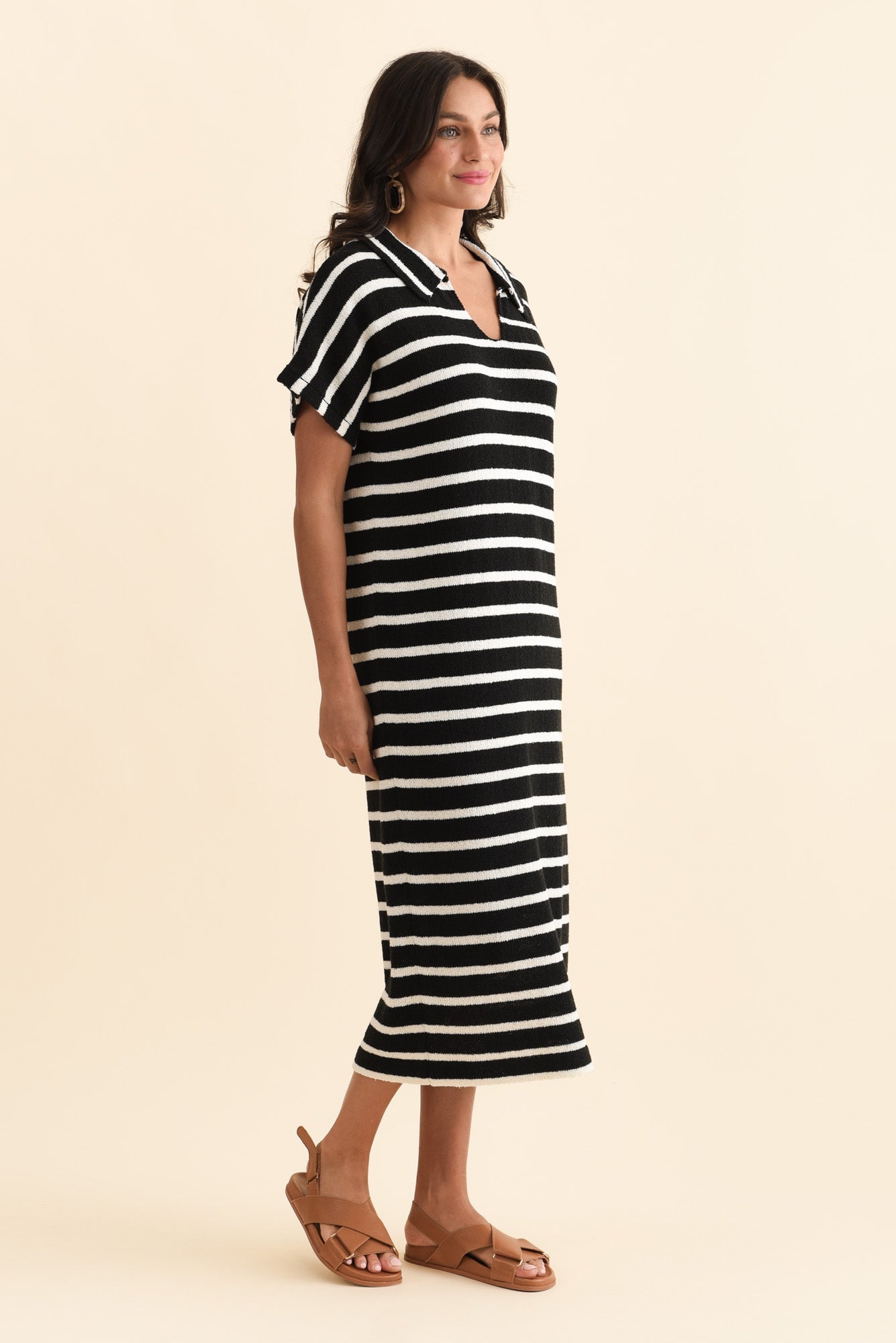 Bradford Black Stripe Knit Polo Dress