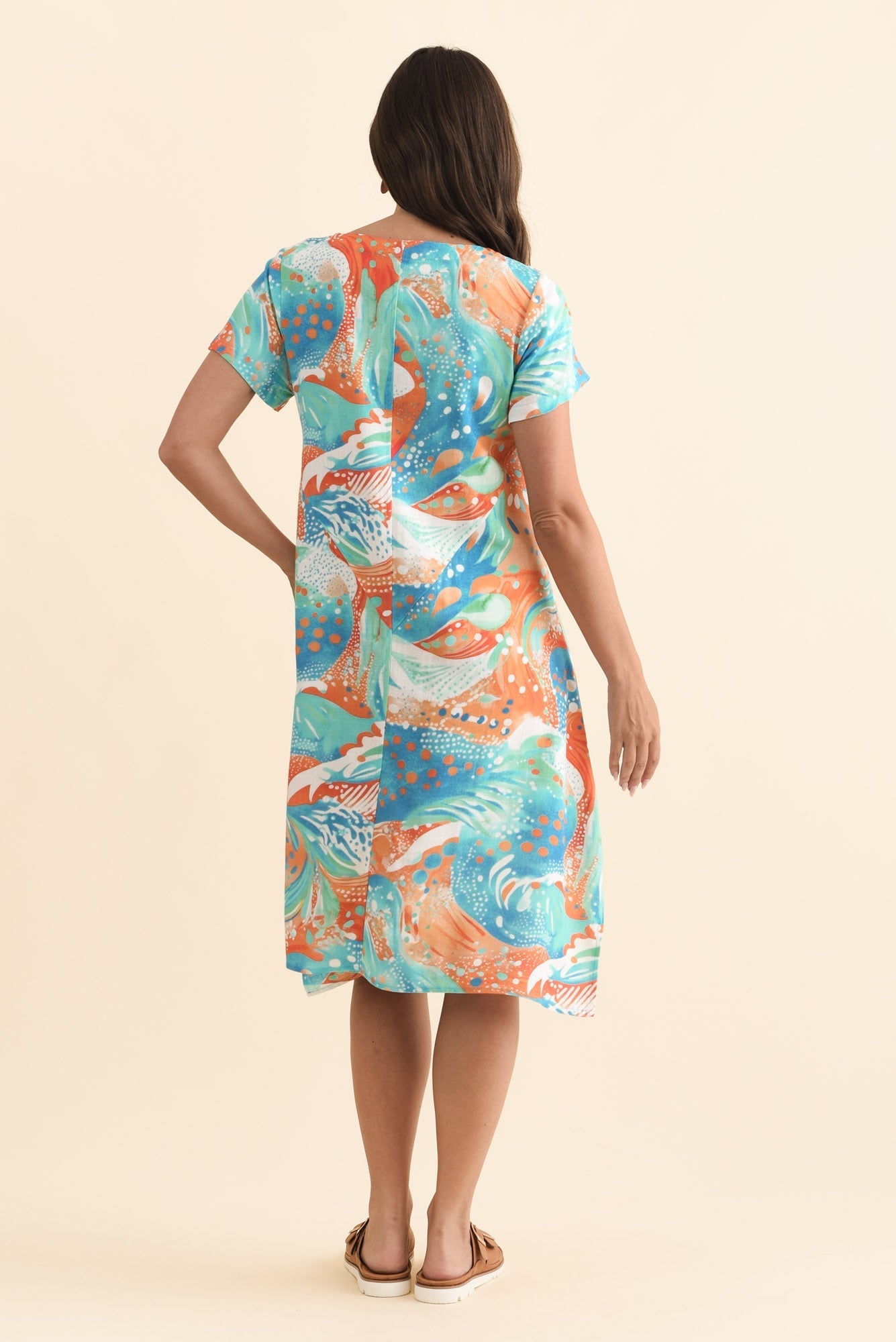 Bryant Orange Swirl Linen Cotton Dress