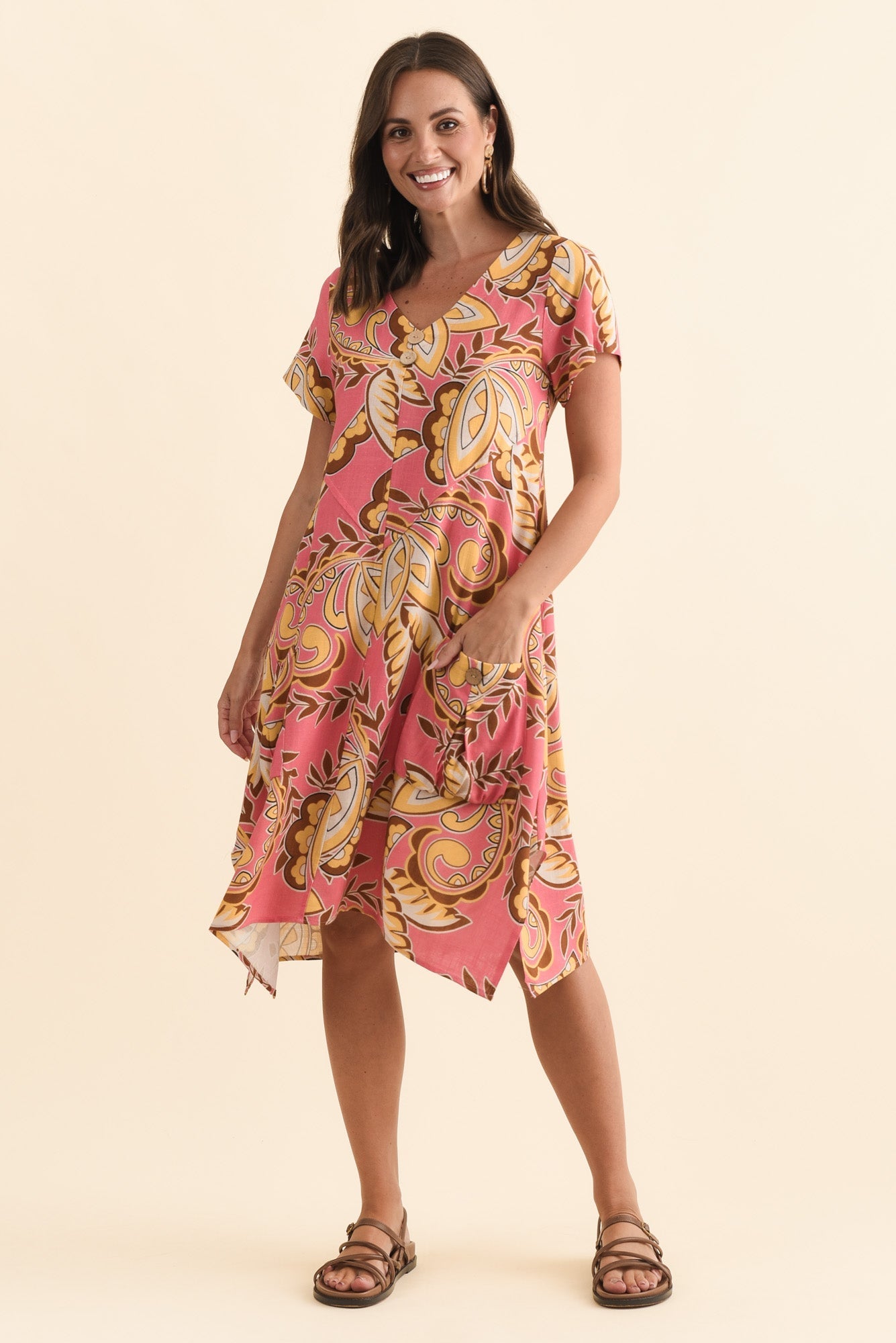 Bryant Yellow Leaf Linen Cotton Dress