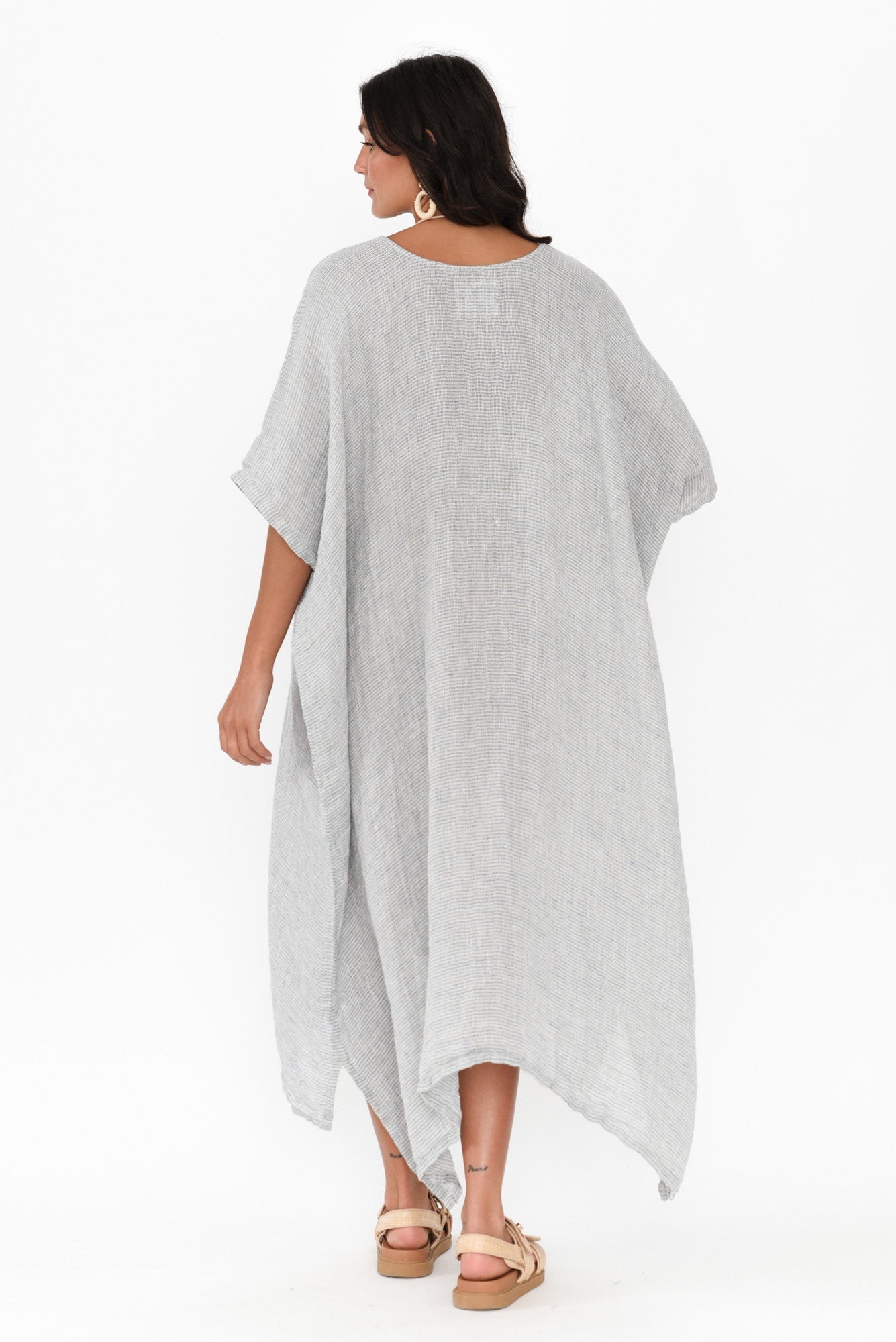 Buffy Light Blue Stripe Linen Kaftan