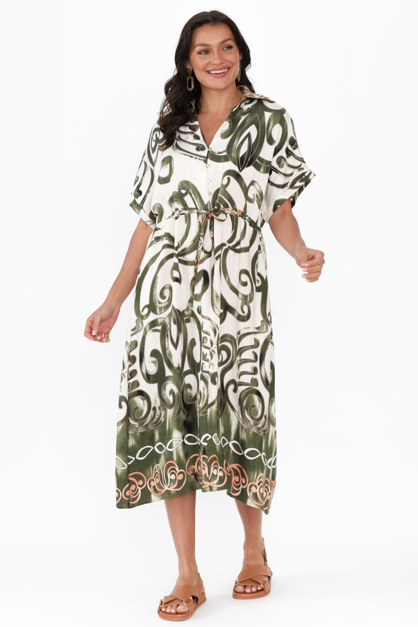 Calixta Green Abstract Pocket Dress