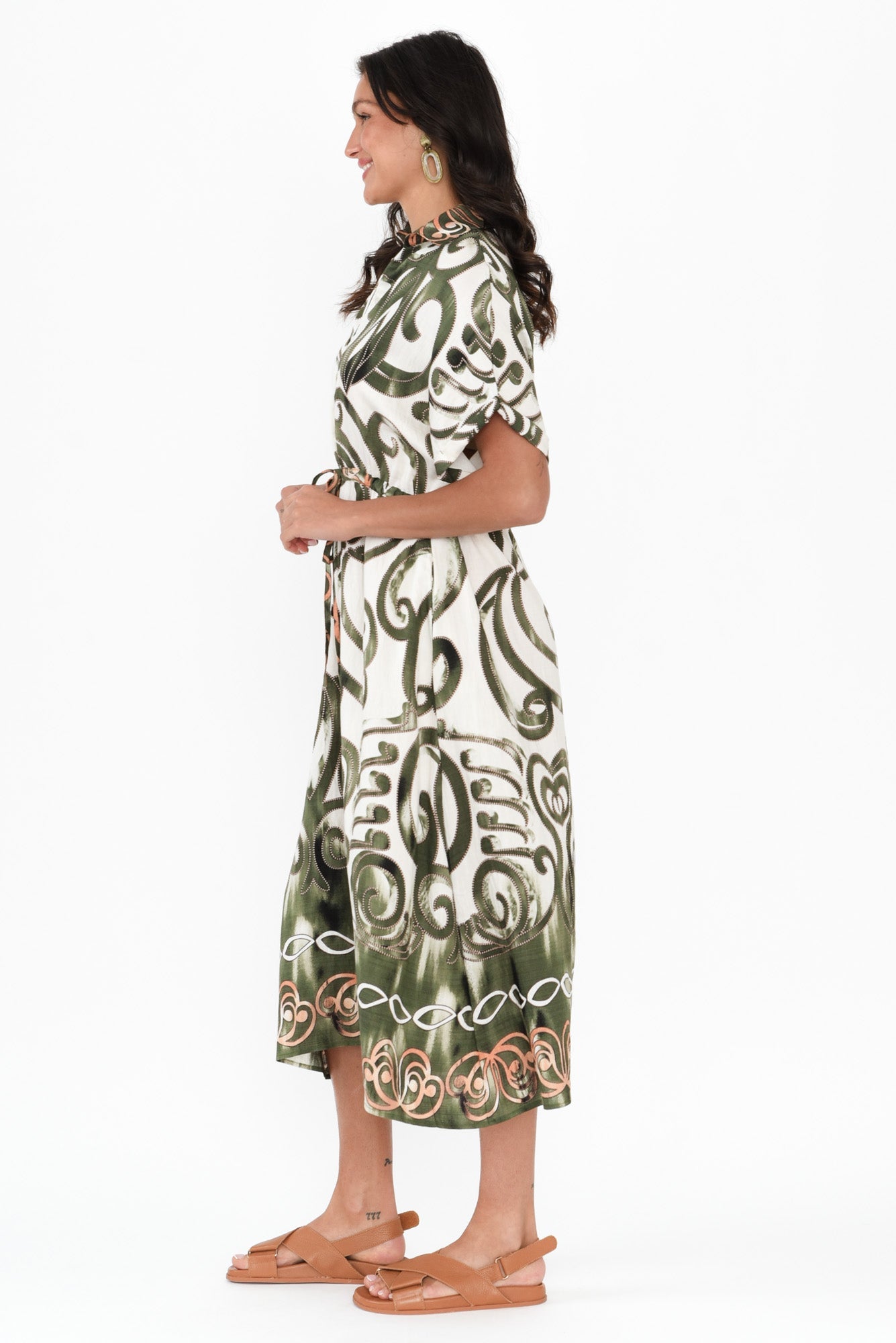 Calixta Green Abstract Pocket Dress