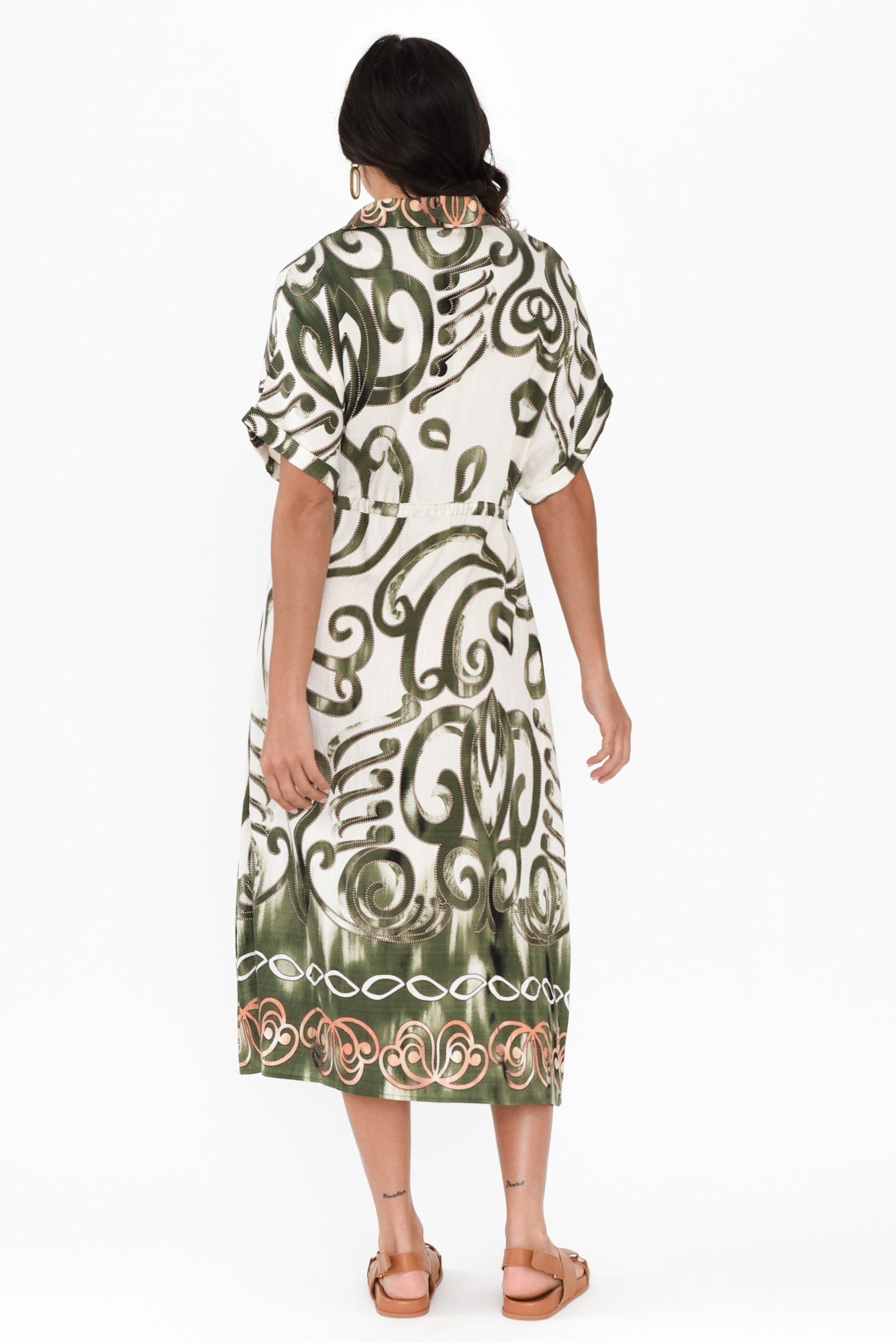 Calixta Green Abstract Pocket Dress