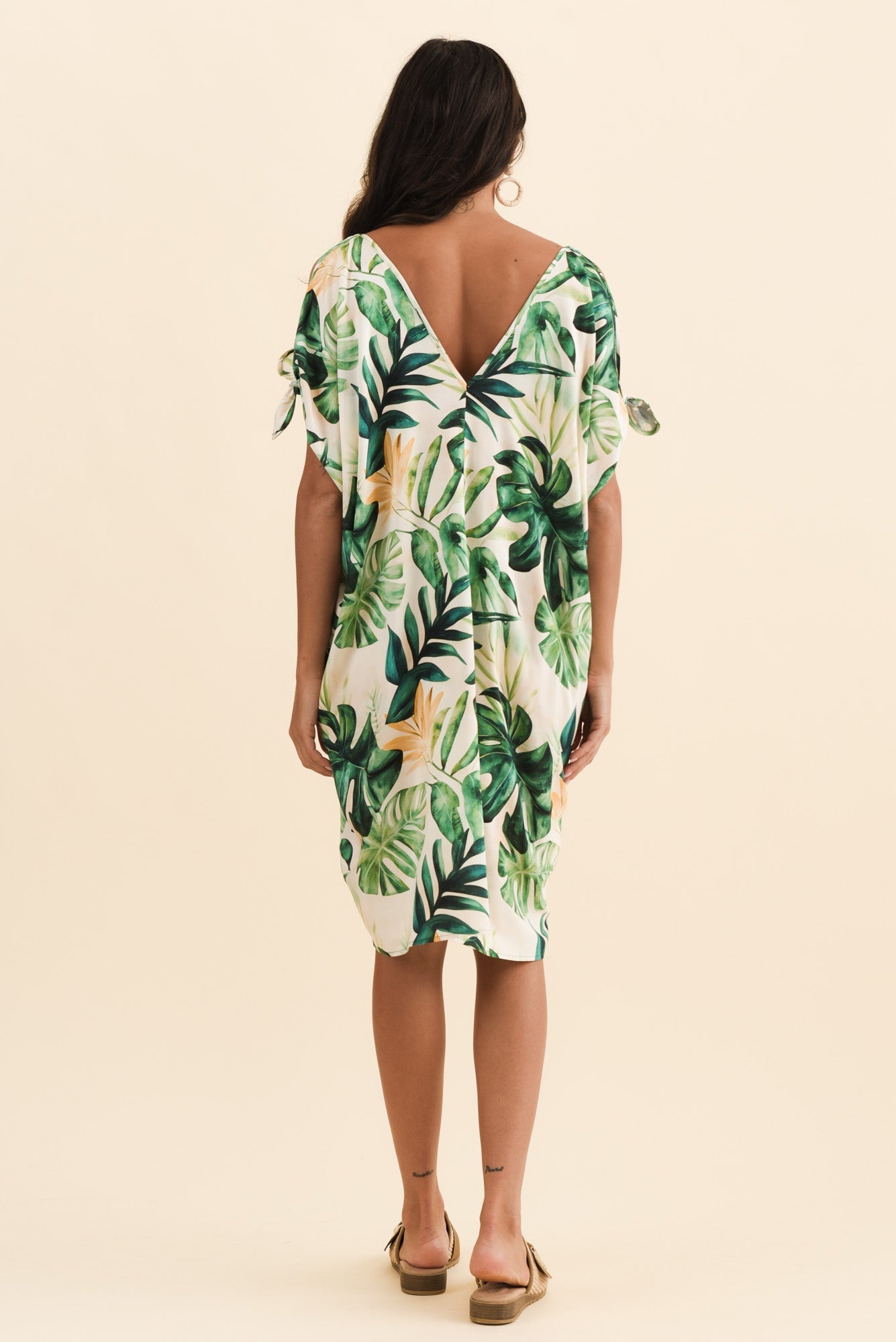 Candice Green Leaf Cold Shoulder Kaftan