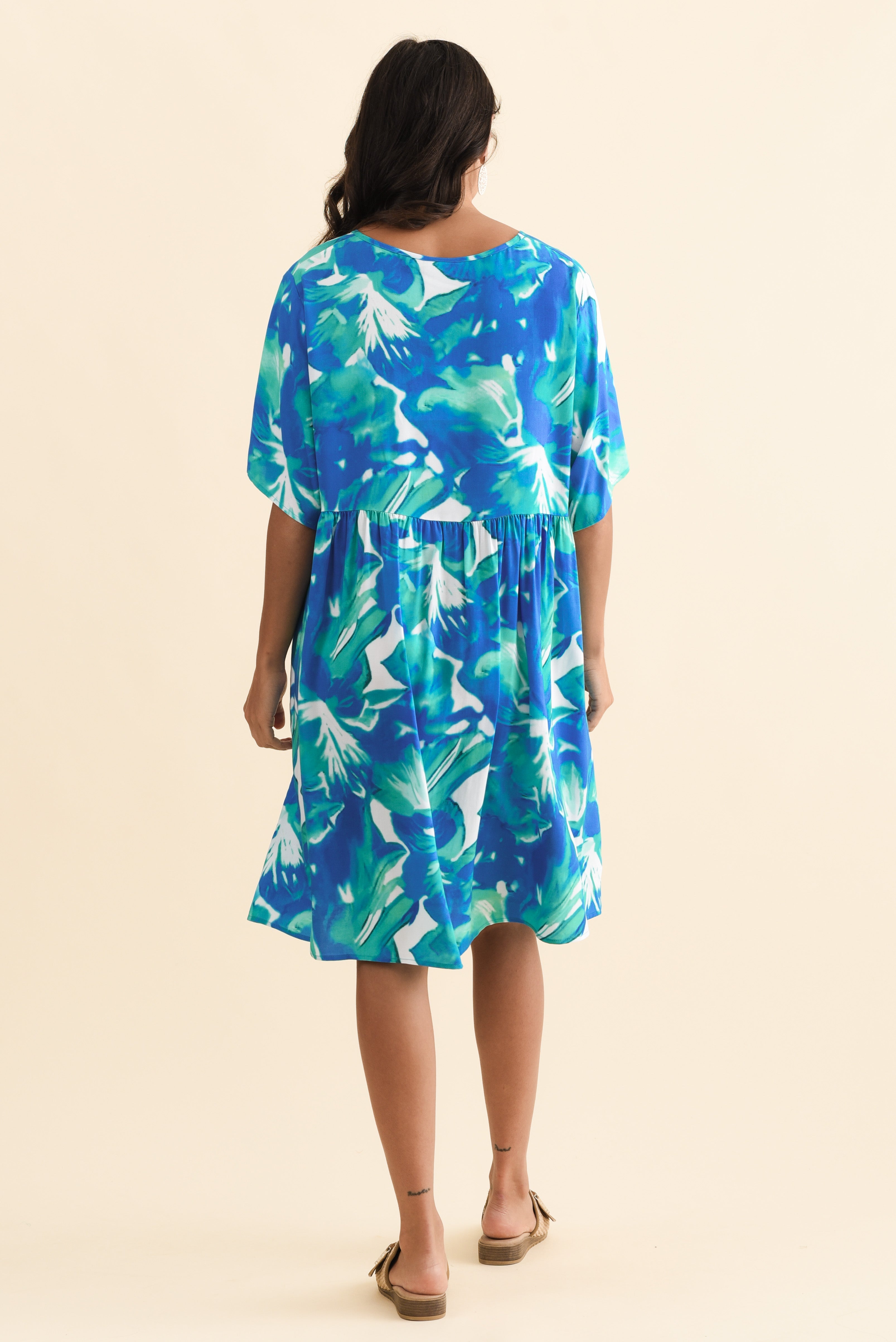 Carlita Green Watercolor Pocket Dress