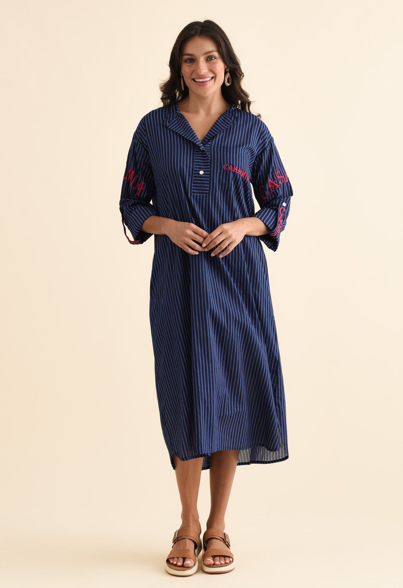 Casa Blue Stripe Cotton Dress