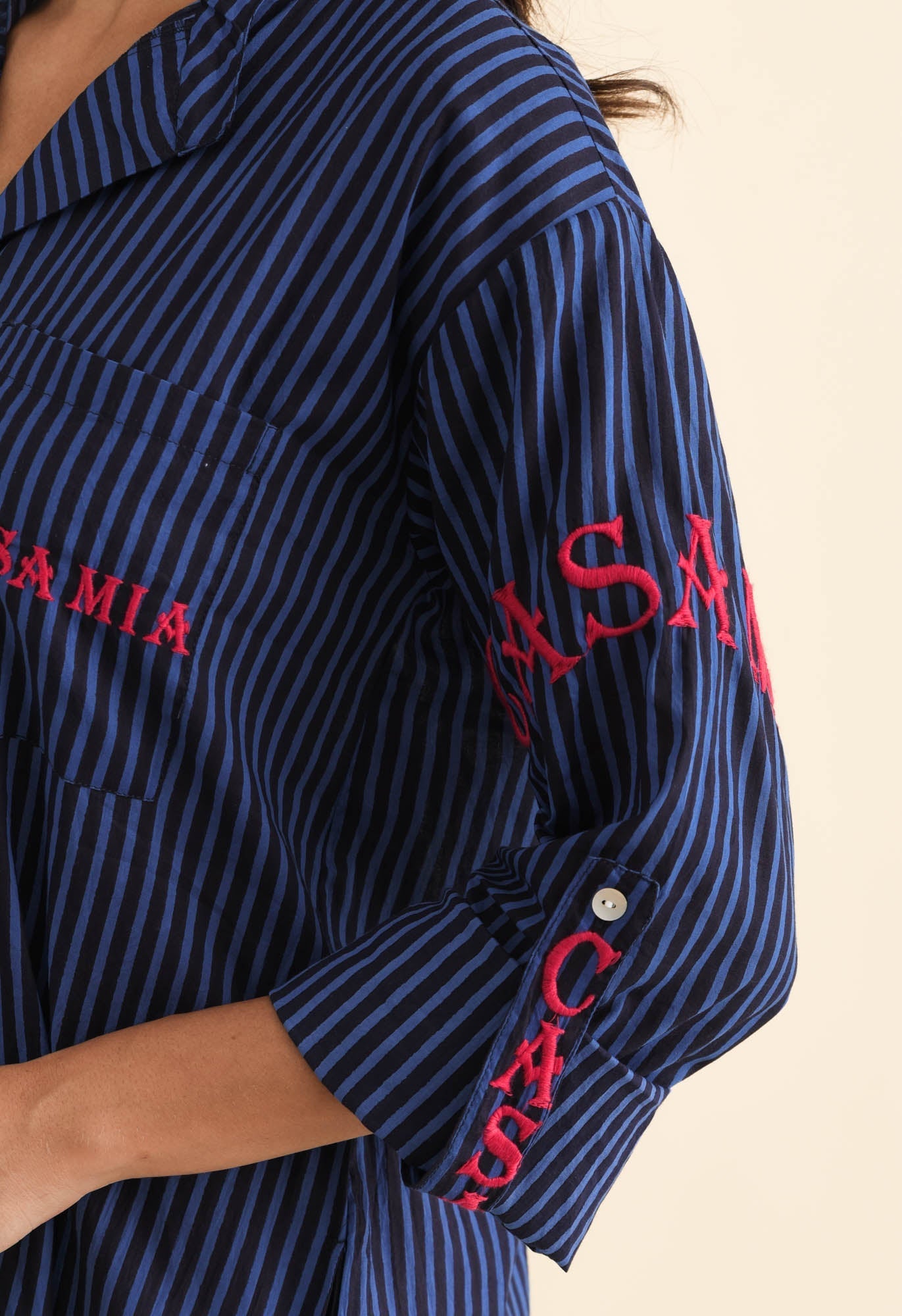 Casa Blue Stripe Cotton Dress