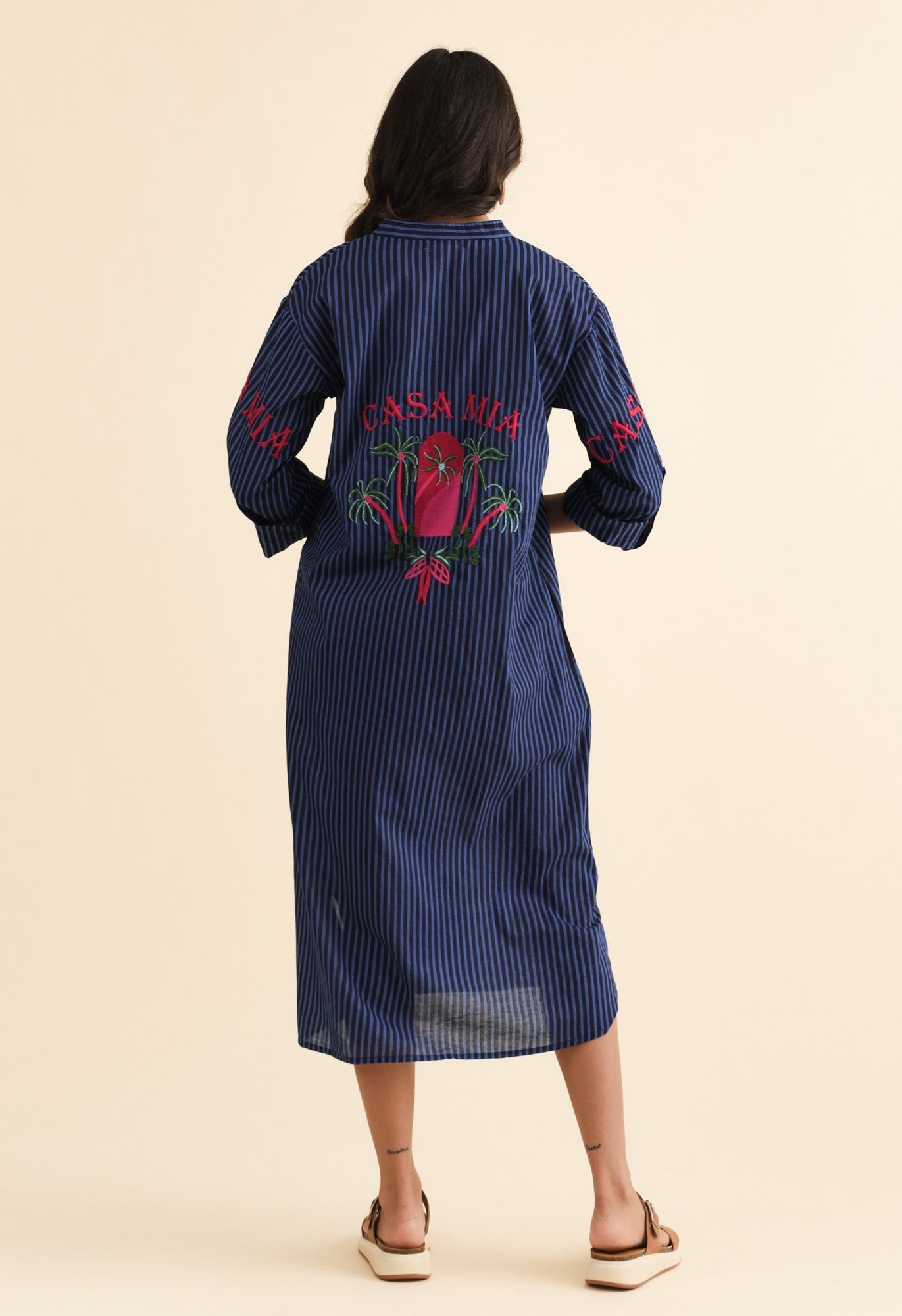 Casa Blue Stripe Cotton Dress