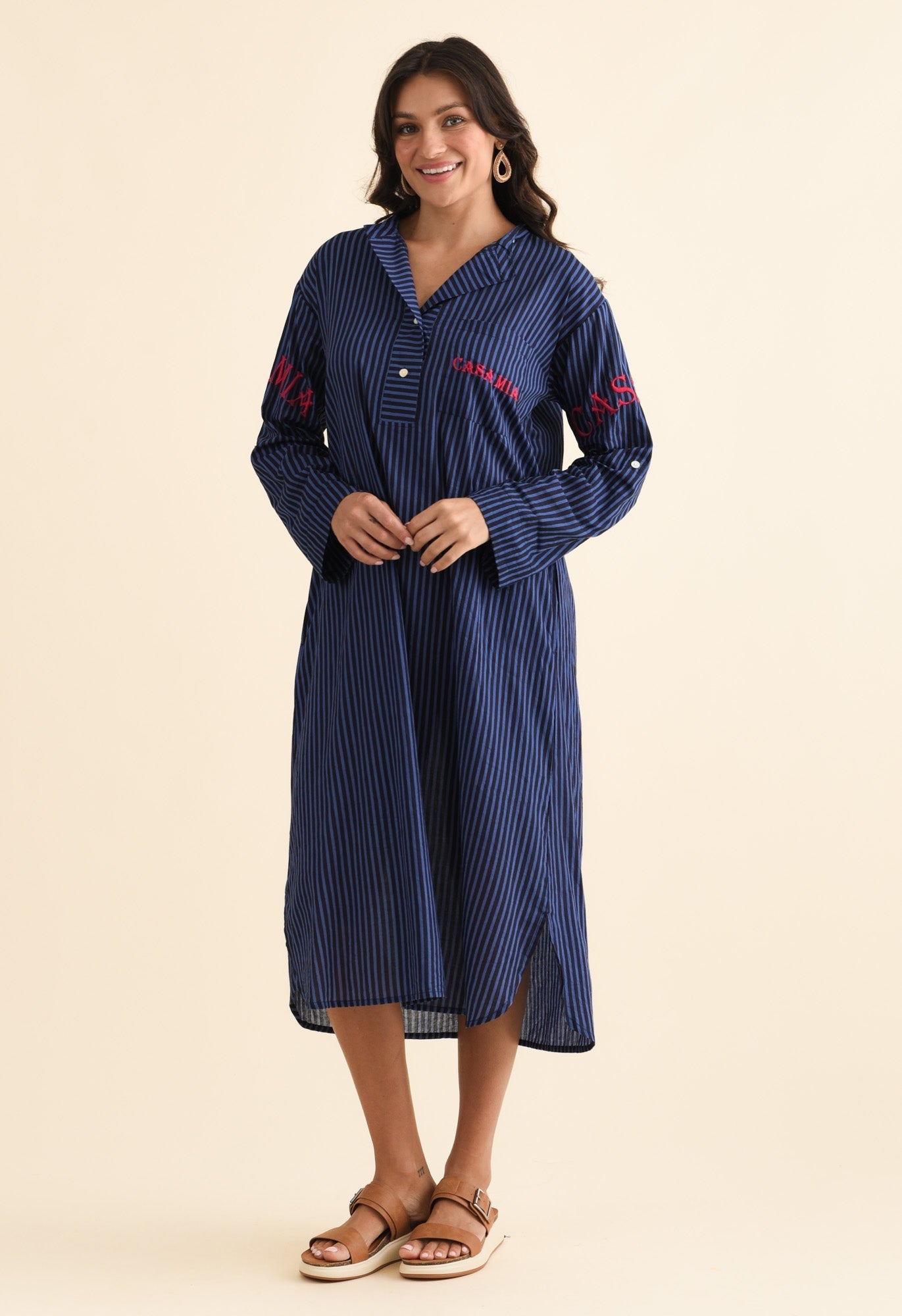 Casa Blue Stripe Cotton Dress