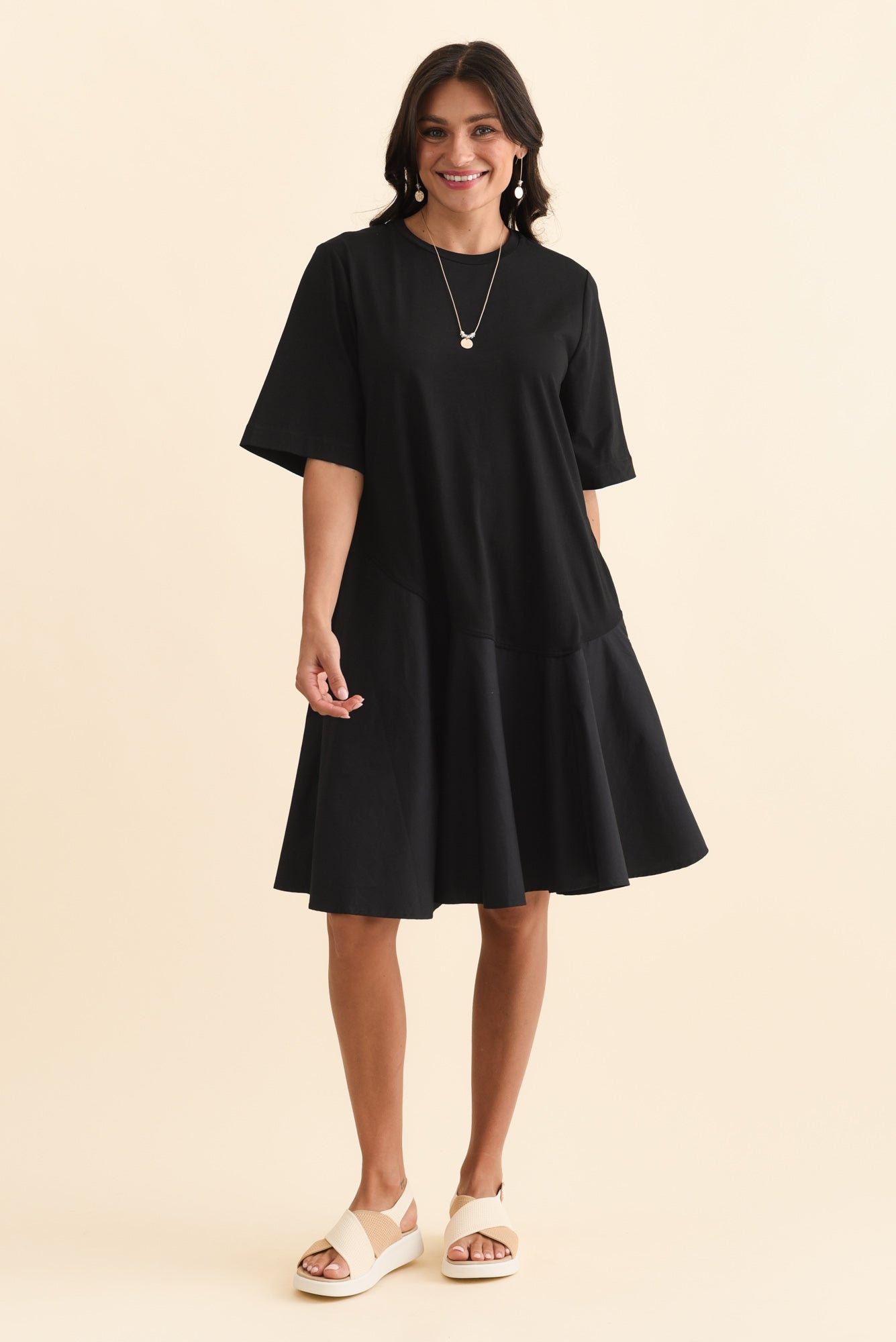 Cassidy Black Cotton Swing Dress