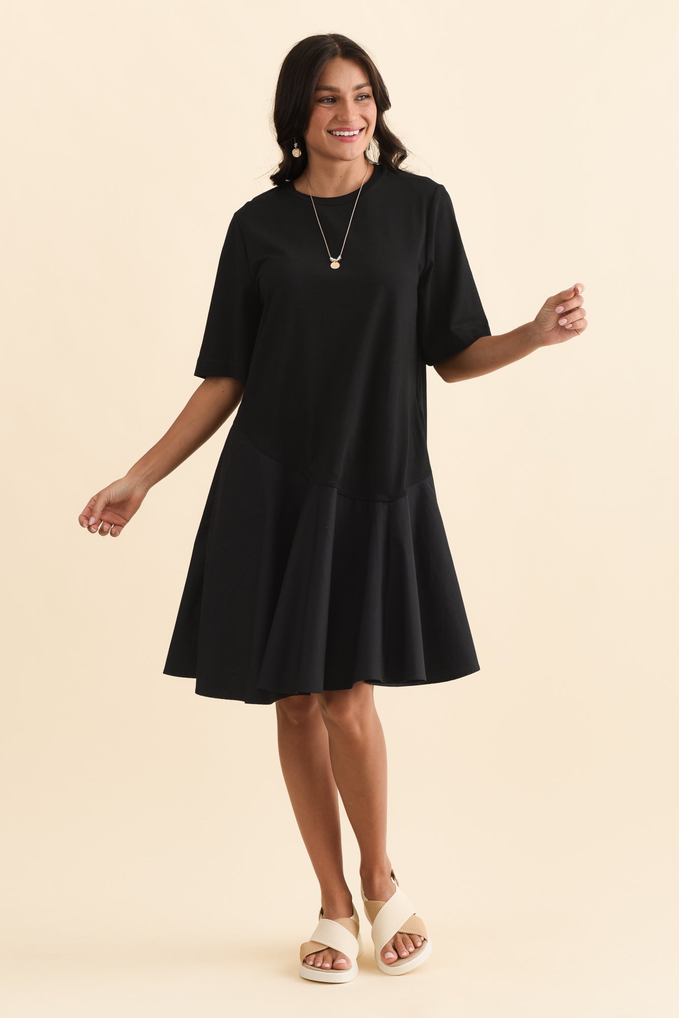 Cassidy Black Cotton Swing Dress