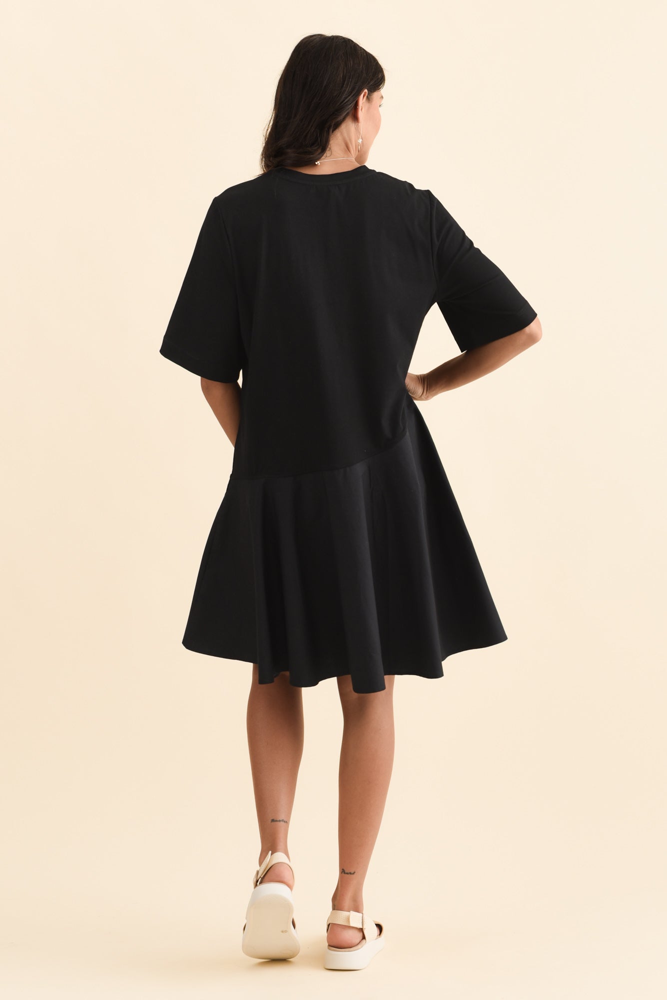 Cassidy Black Cotton Swing Dress