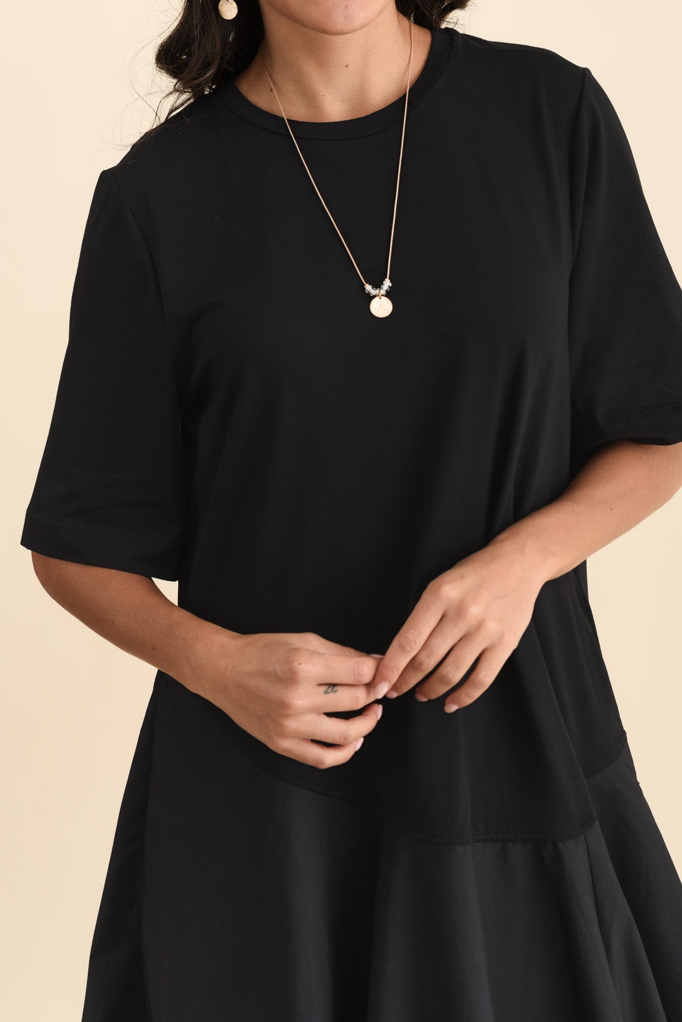Cassidy Black Cotton Swing Dress