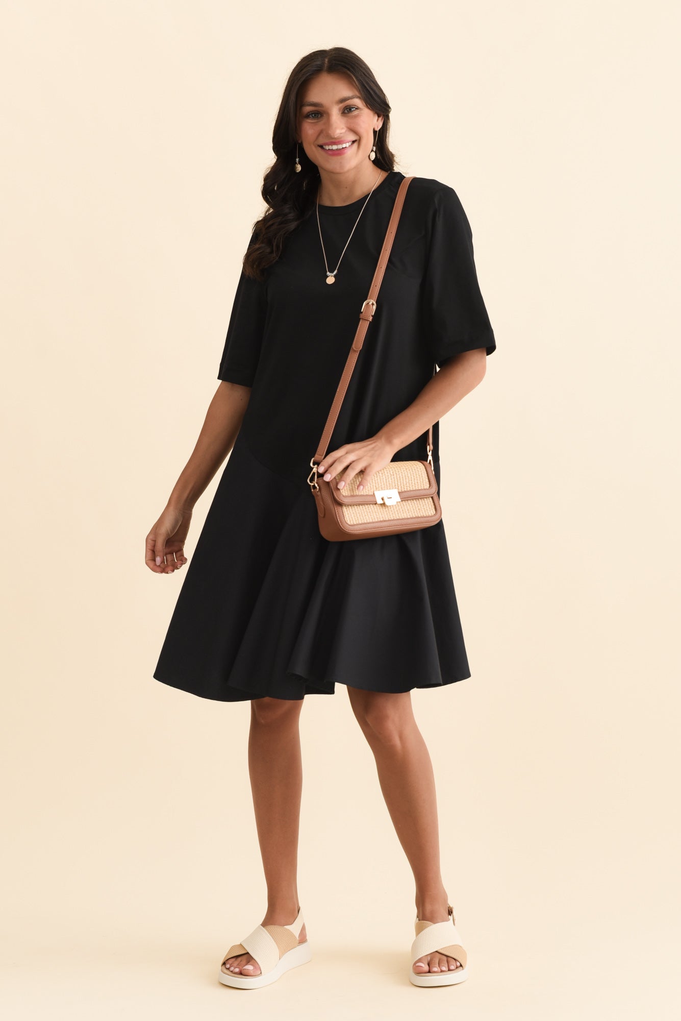 Cassidy Black Cotton Swing Dress