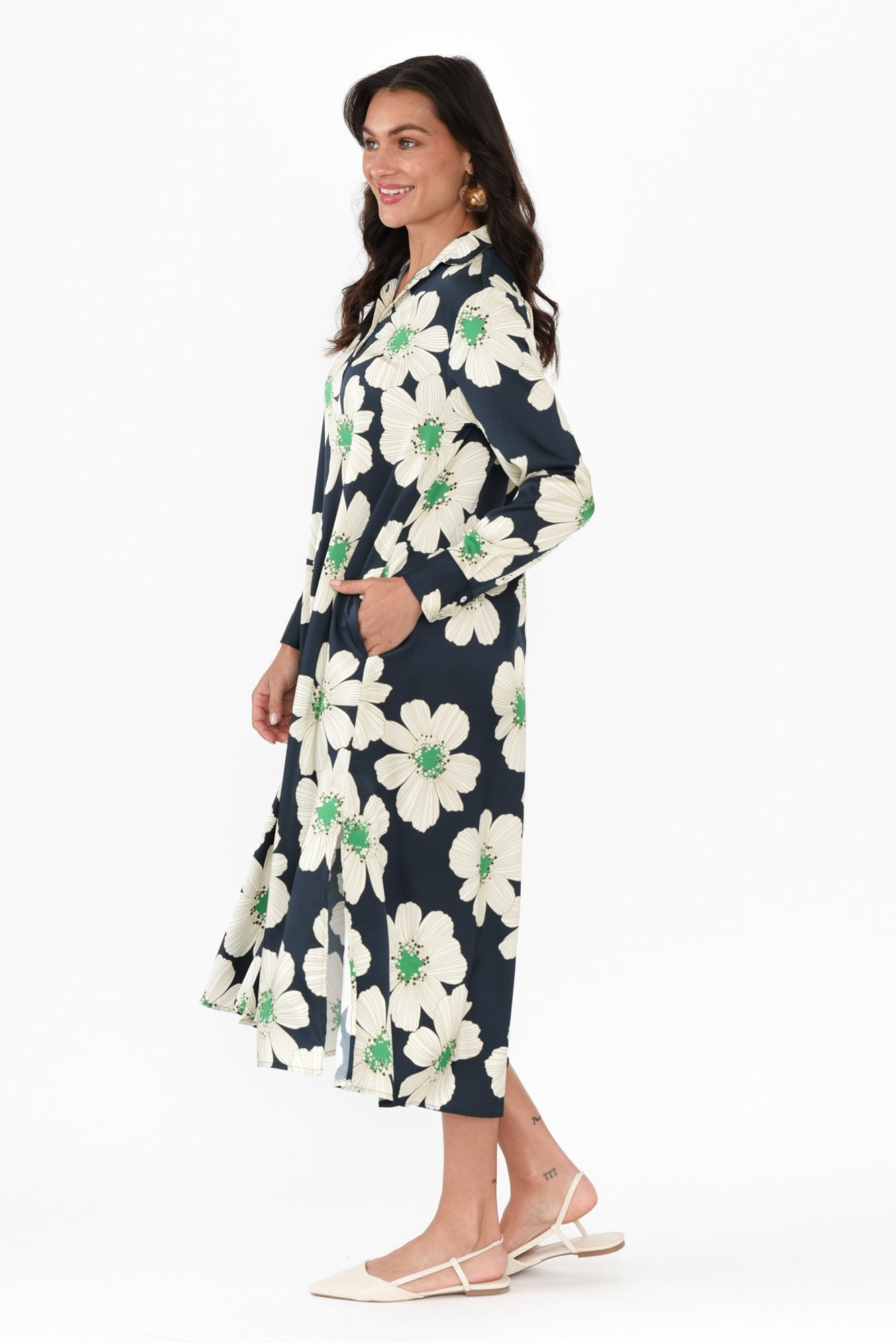 Catrine Navy Floral Shirt Dress