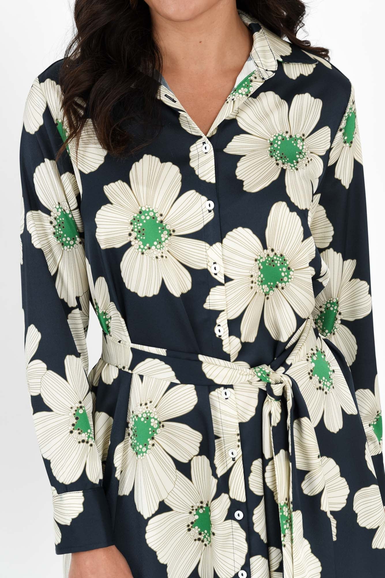 Catrine Navy Floral Shirt Dress