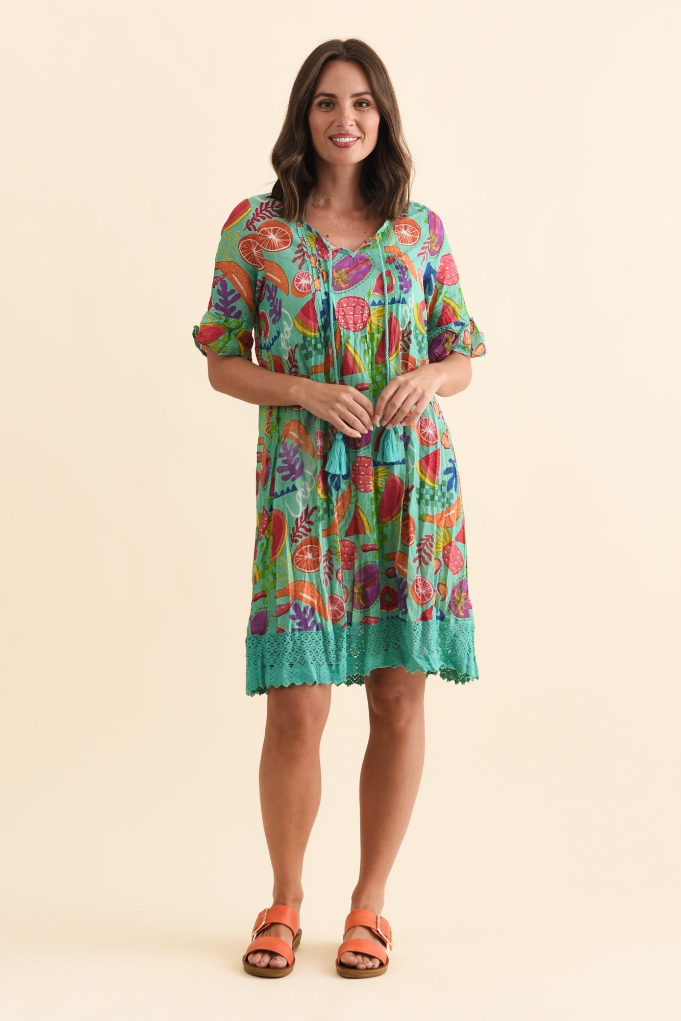 Cayman Blue Fruity Cotton Tunic Dress
