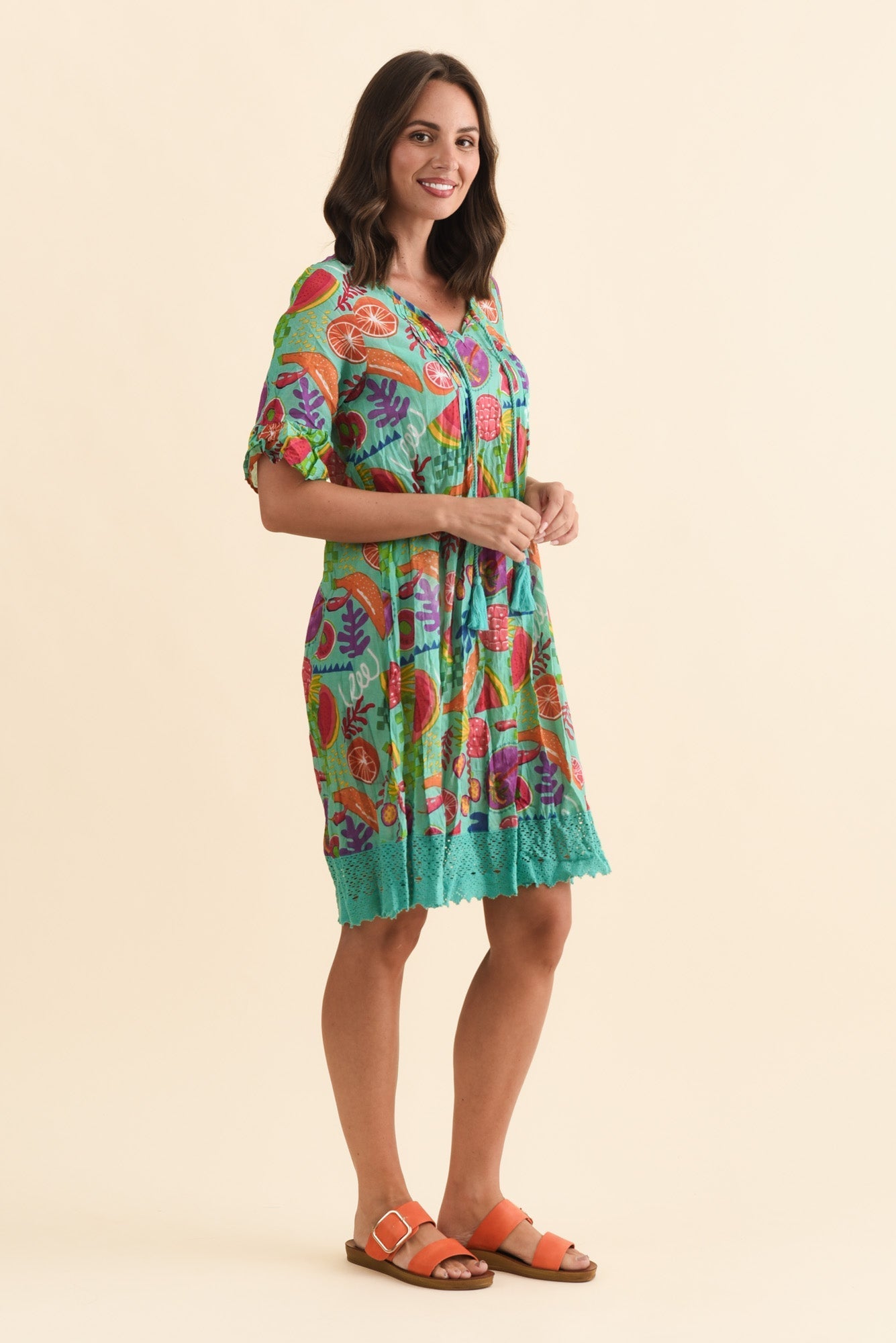Cayman Blue Fruity Cotton Tunic Dress